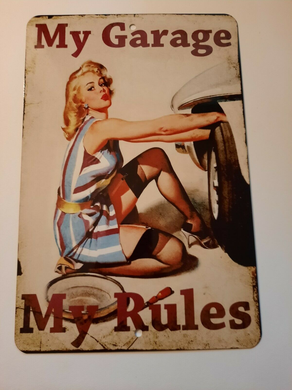 My Garage My Rules 8x12 Aluminum Metal Wall Man Cave Sign Garage Poster