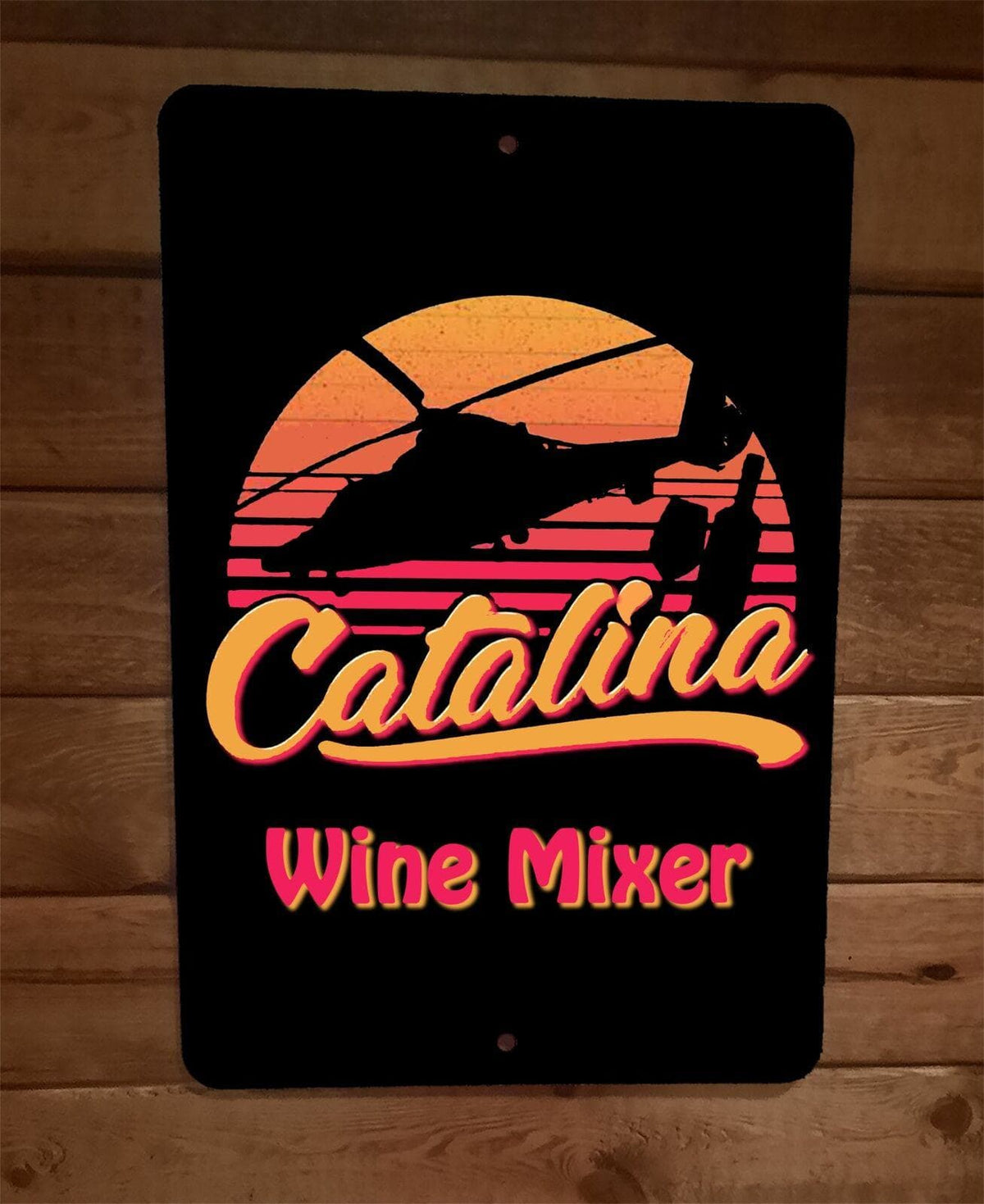 Catalina Wine Mixer Helicopter 8x12 Inch Metal Wall Sign