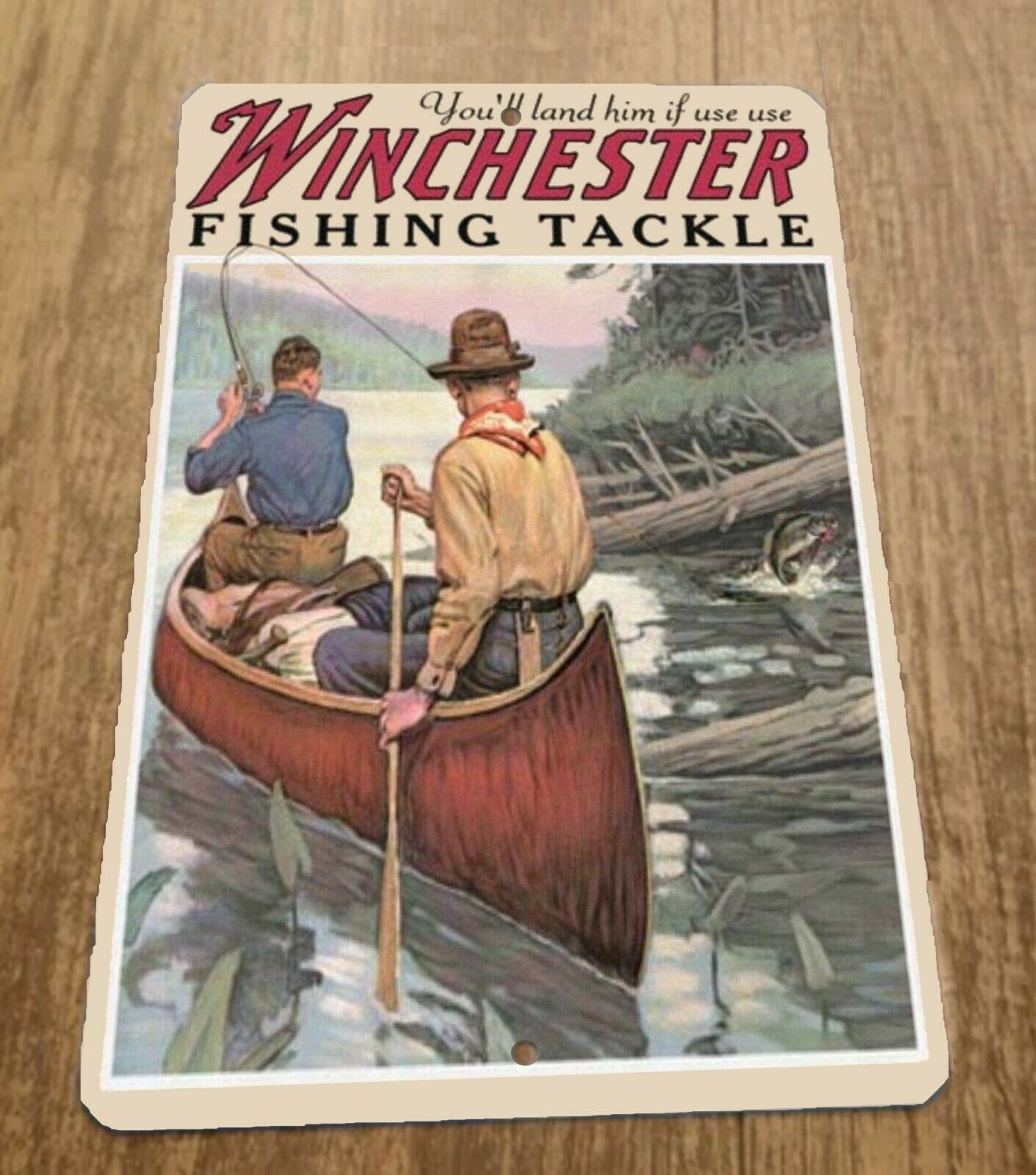Vintage Winchester Fishing Tackle Ad 8x12 Metal Wall Sign Great Outdoors