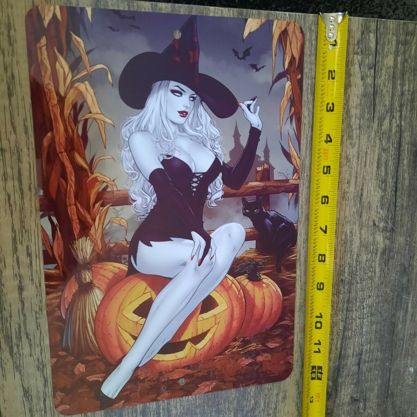 Sexy Halloween Witch Pumpkins 8x12 Metal Wall Sign Holidays Misc Poster