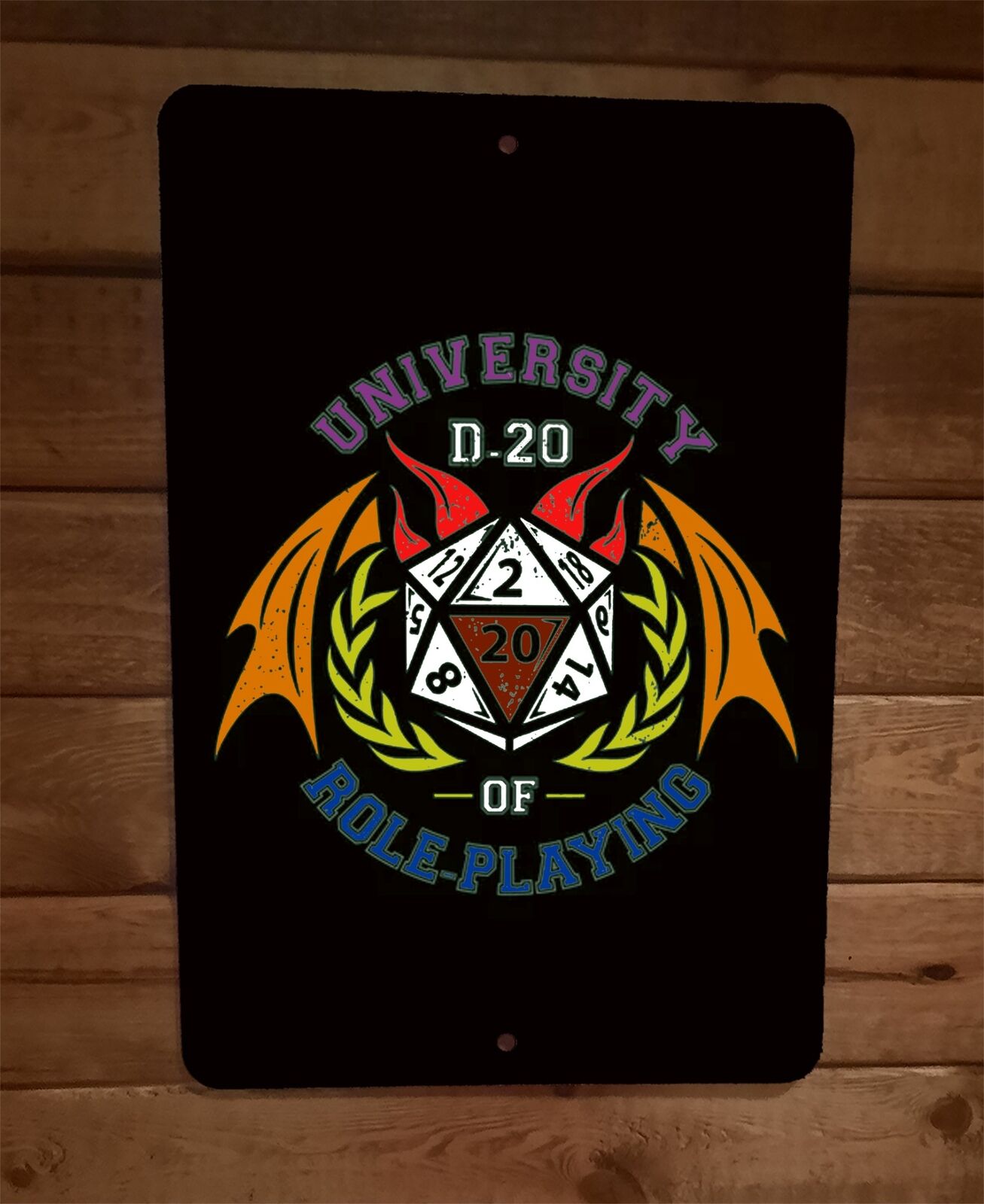 8x12 Metal Wall Poster University of Role Playing D&D Dungeons and Dragons Dice