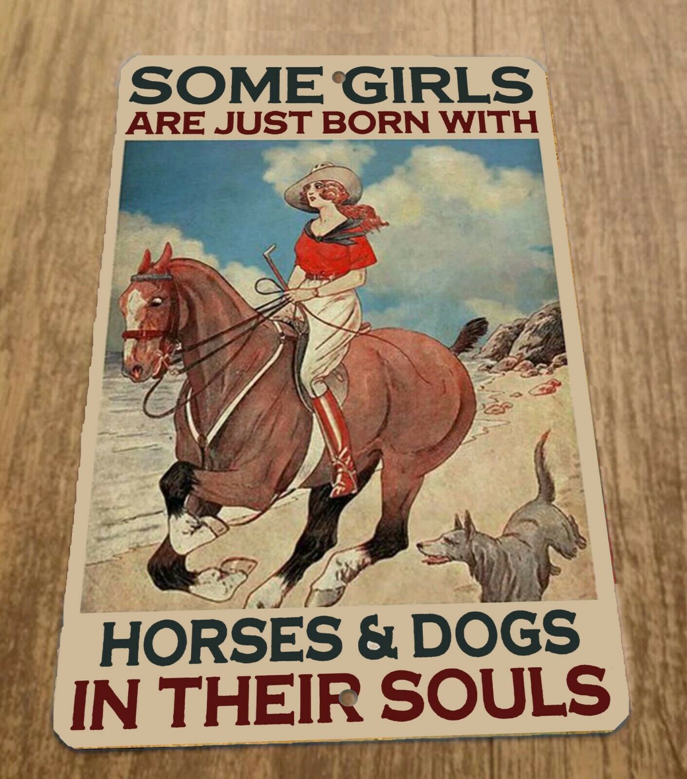 Some Girls Are Just Born With Horses Dogs in Their Souls 8x12 Metal Wall Animal Sign