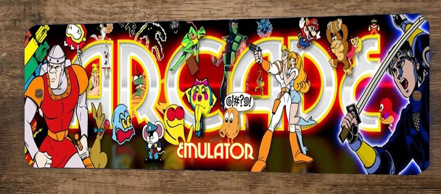 Arcade Emulator 4x12 Metal Wall Video Game Sign