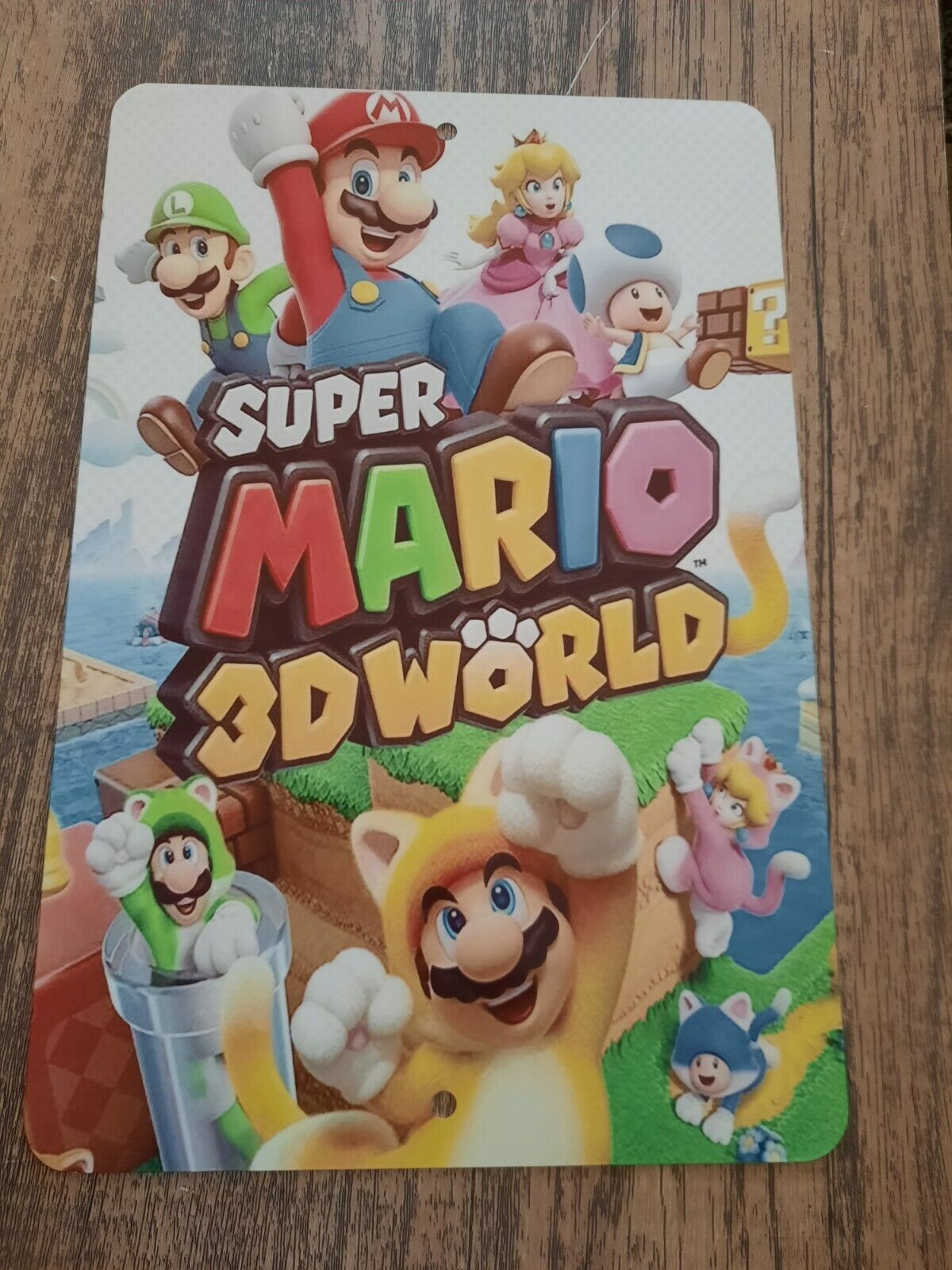 Super Mario 3D World 8x12 Metal Wall Sign Retro 80s
