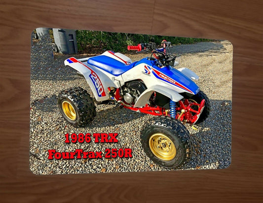 1986 Honda TRX FourTrax 250R ATV 4 Wheeler Bike Motorcycle Quad 8x12 Metal Sign Garage Poster