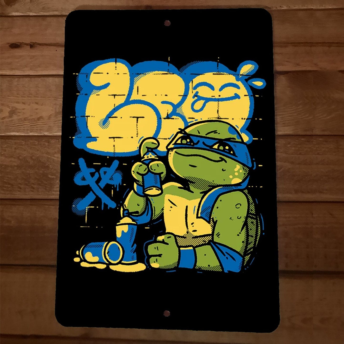 The Leo Graffiti 8x12 Metal Wall TMNT Sign Leonardo