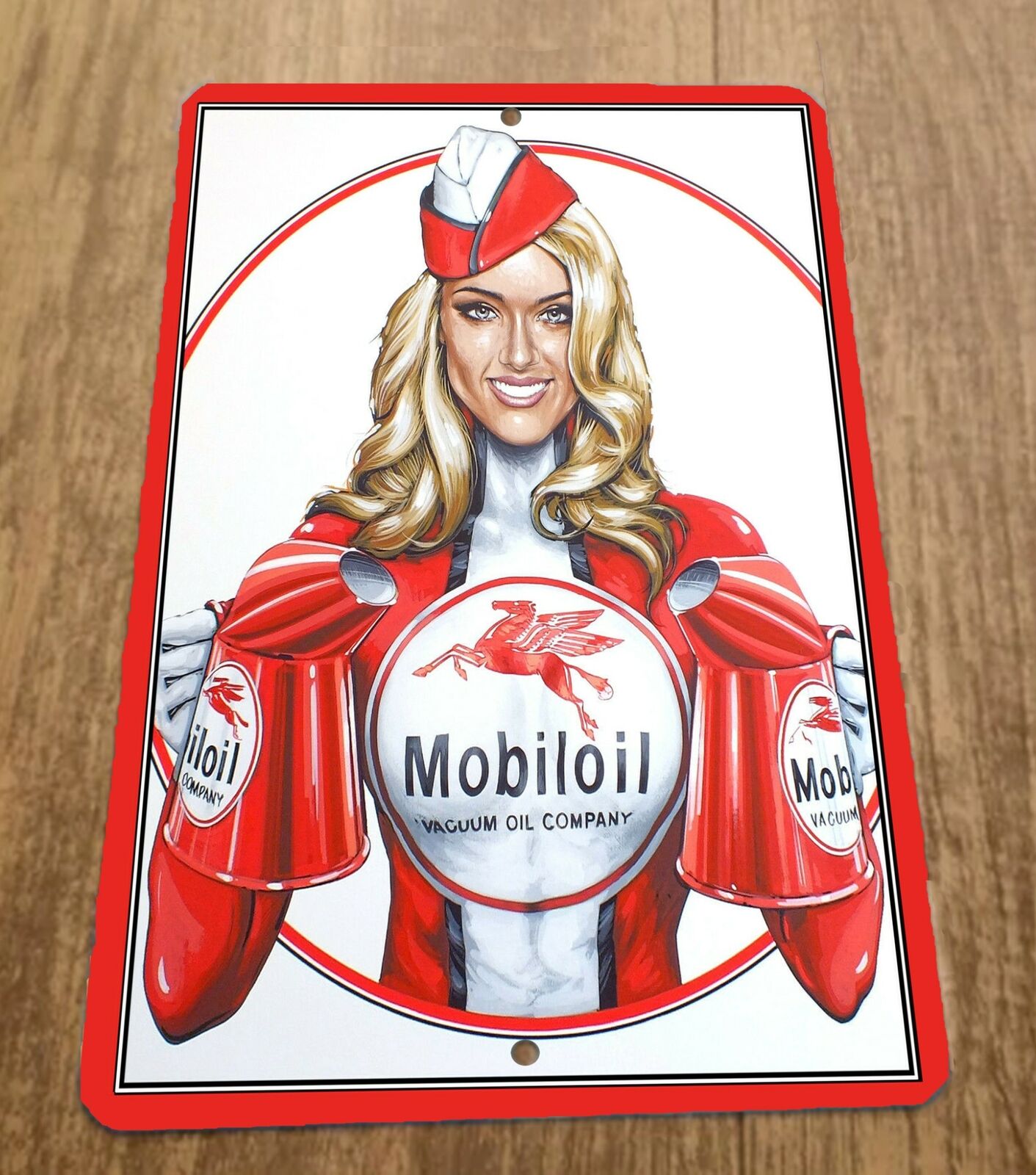 Mobiloil Vacuum Oil Company Vintage 8x12 Metal Wall Sign Garage Poster