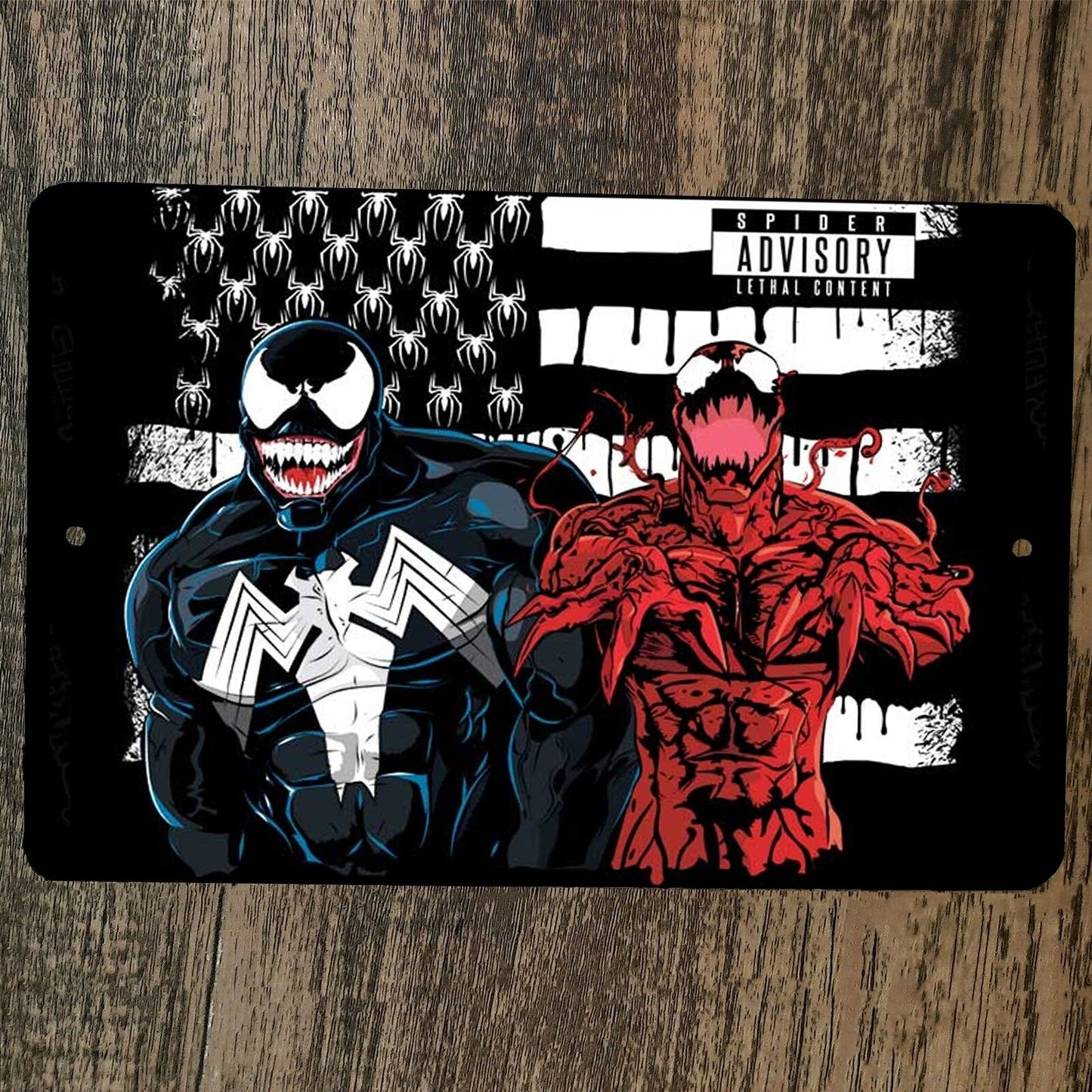 Spider Advisory Lethal Content 8x12 Metal Wall Comics Sign Carnage Venom
