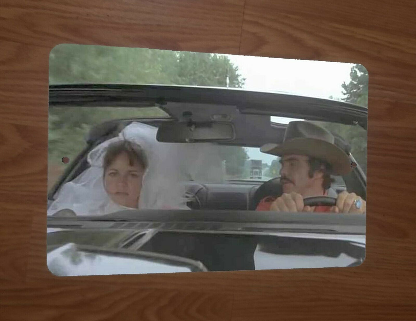 Smokey and the Bandit with Bride Burt Reynolds Sally Field 8x12 Metal Wall TV Movie Sign