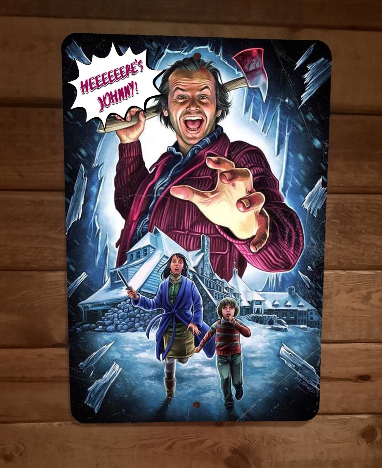 Heeeeeres Johnny 8x12 Metal Wall Horror Movie Sign Shining