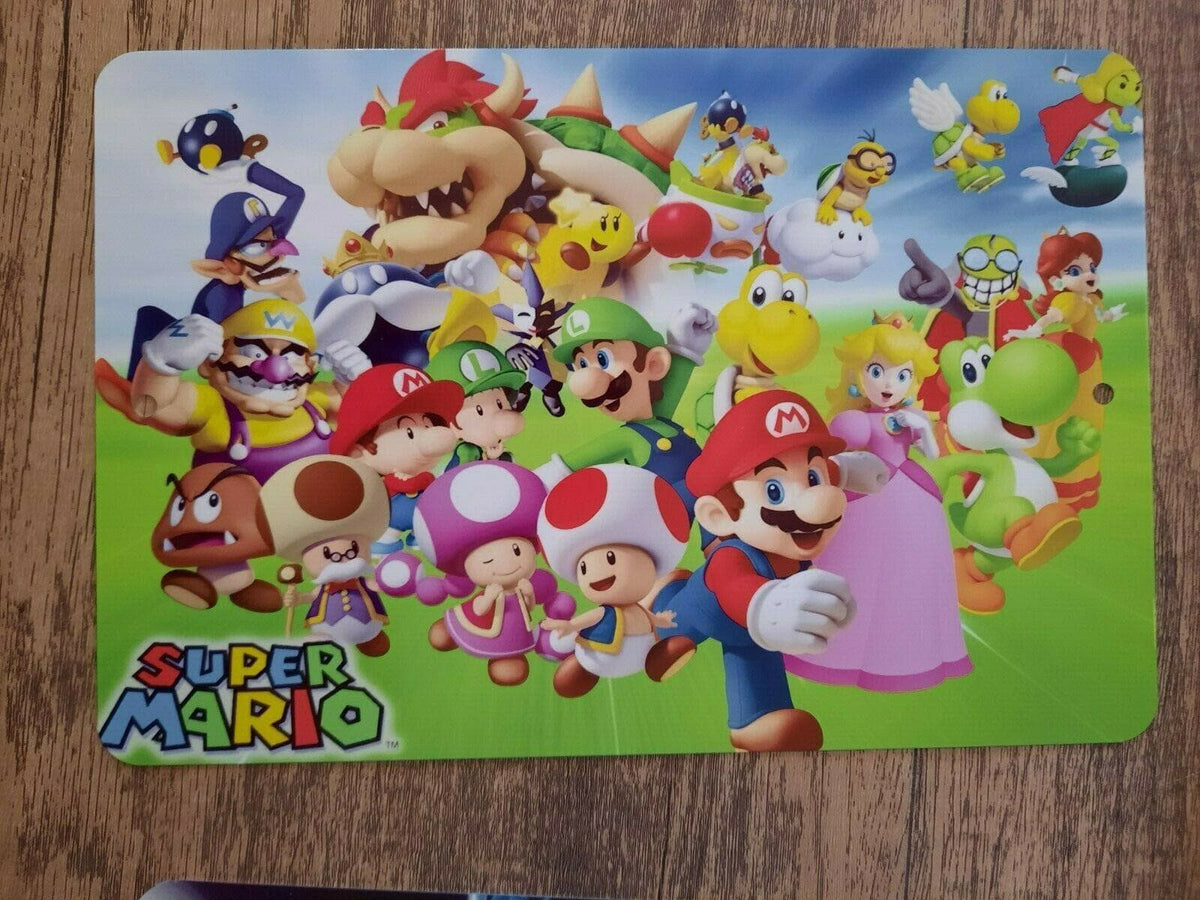 Super Mario and Friends 8x12 Inch Metal Wall Sign #2 Retro 1980s