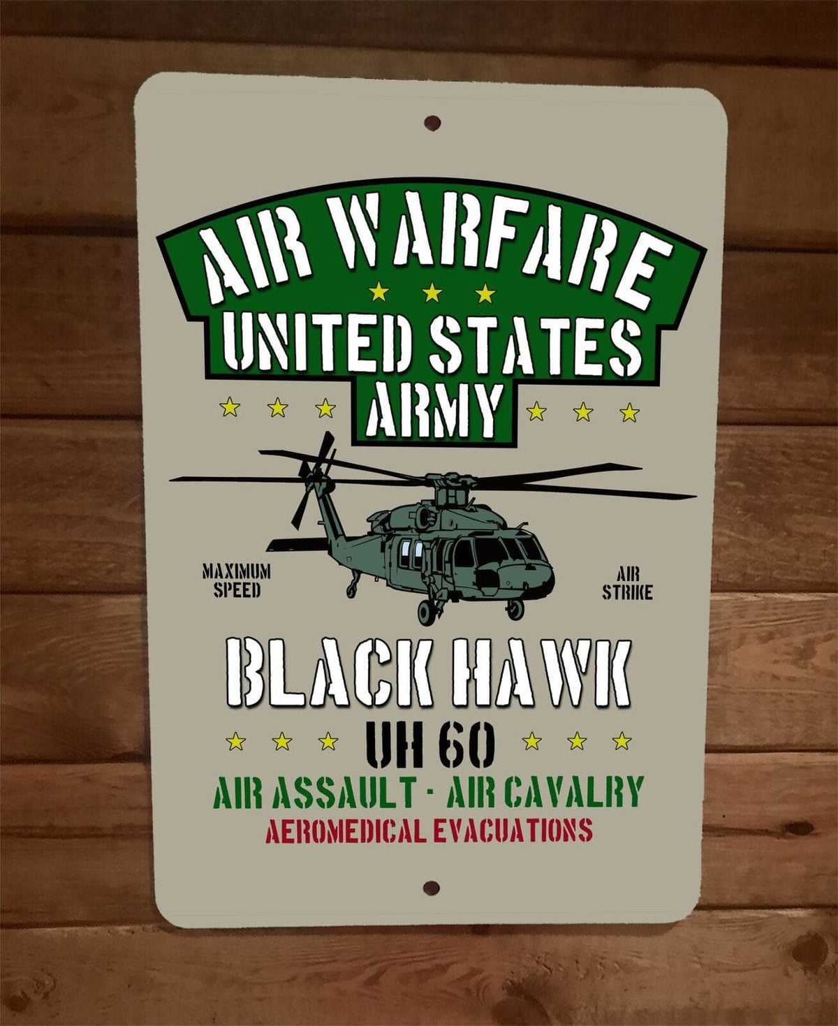 Air Warfare Military US Army Black Hawk Air Cavalry 8x12 Inch Metal Wall Sign