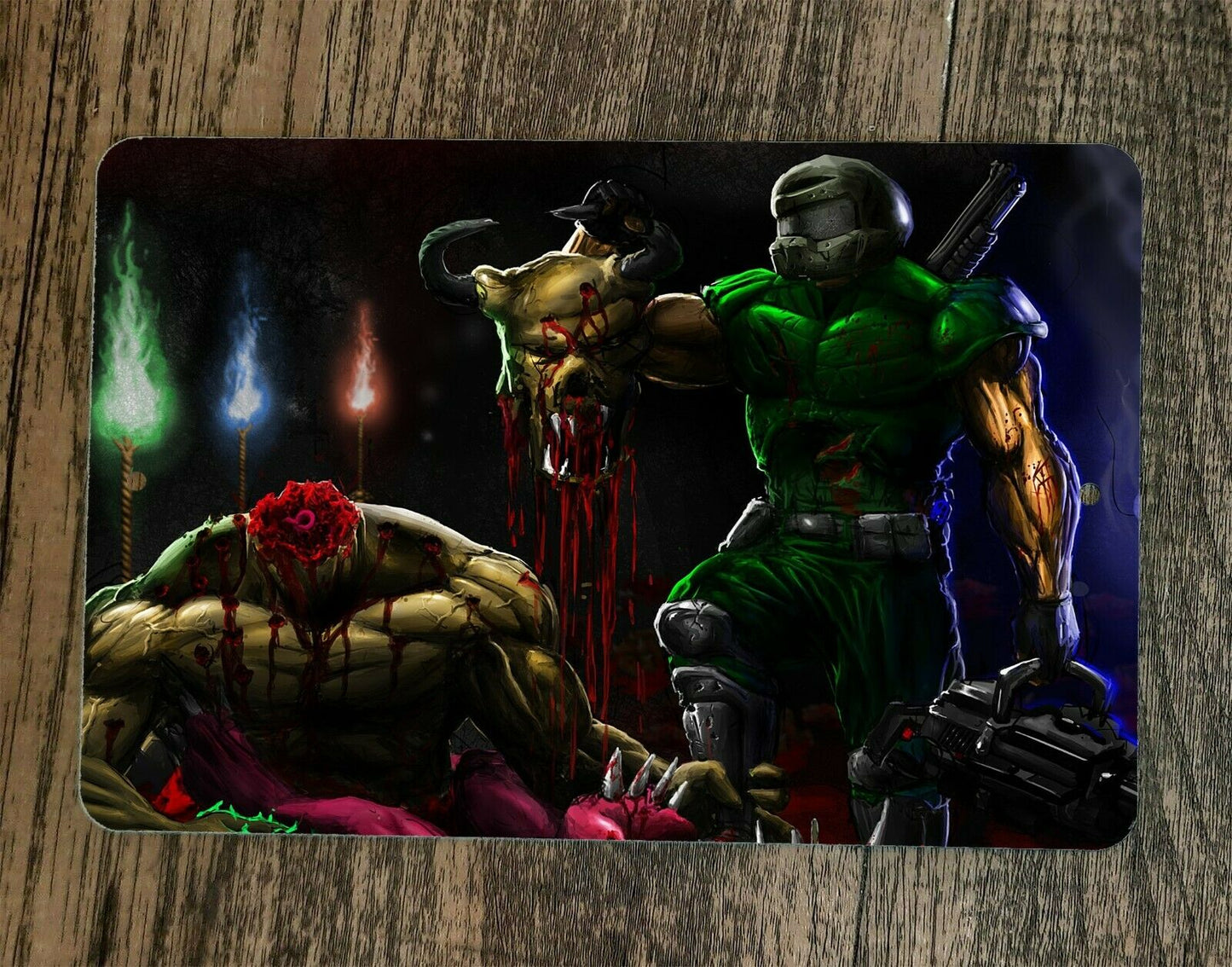 Brutal Doom Scene Video Game 8x12 Metal Wall Sign Arcade