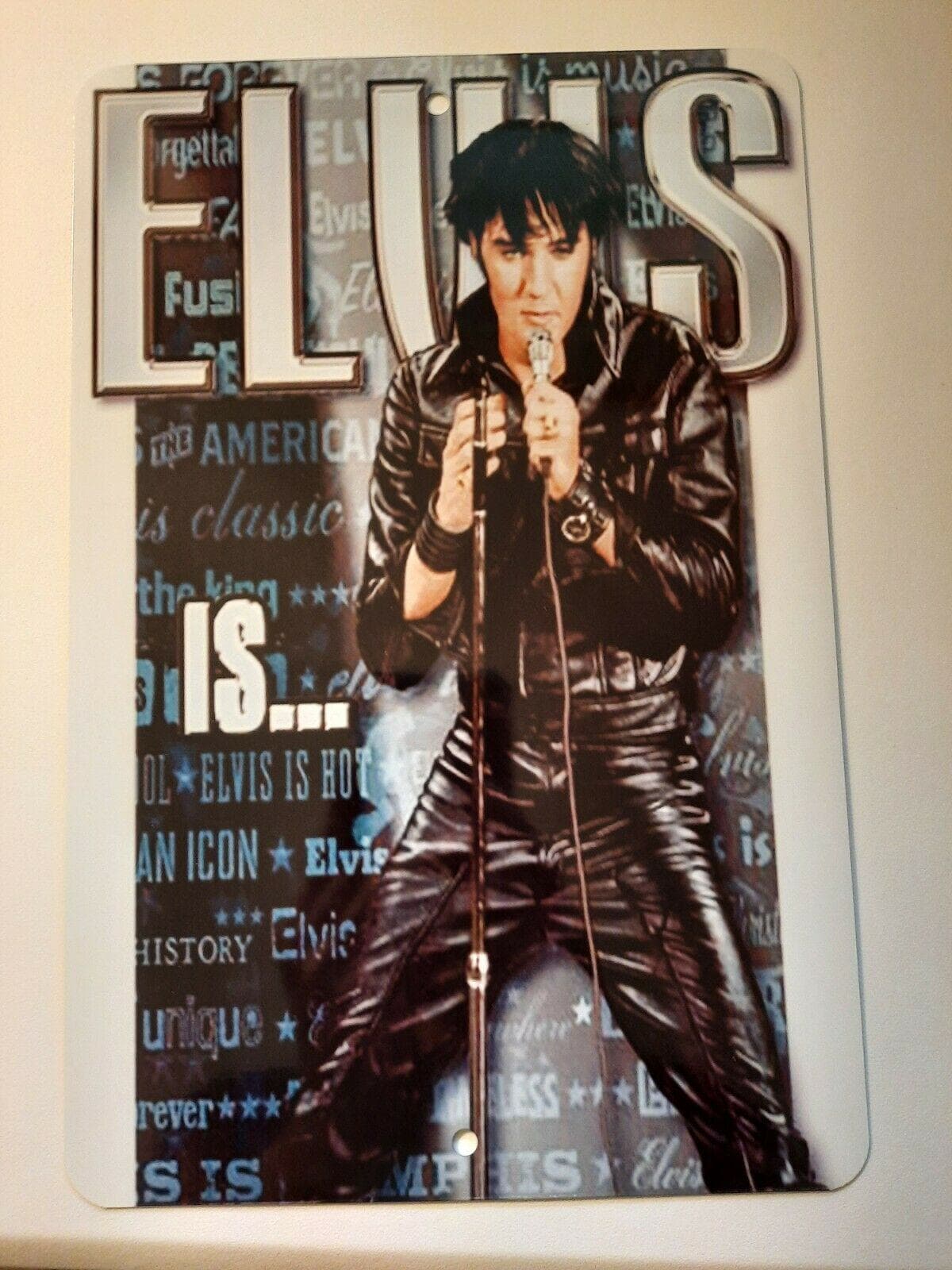 ELVIS IS... 8x12 Aluminum Metal Wall Garage Man Cave Sign Music