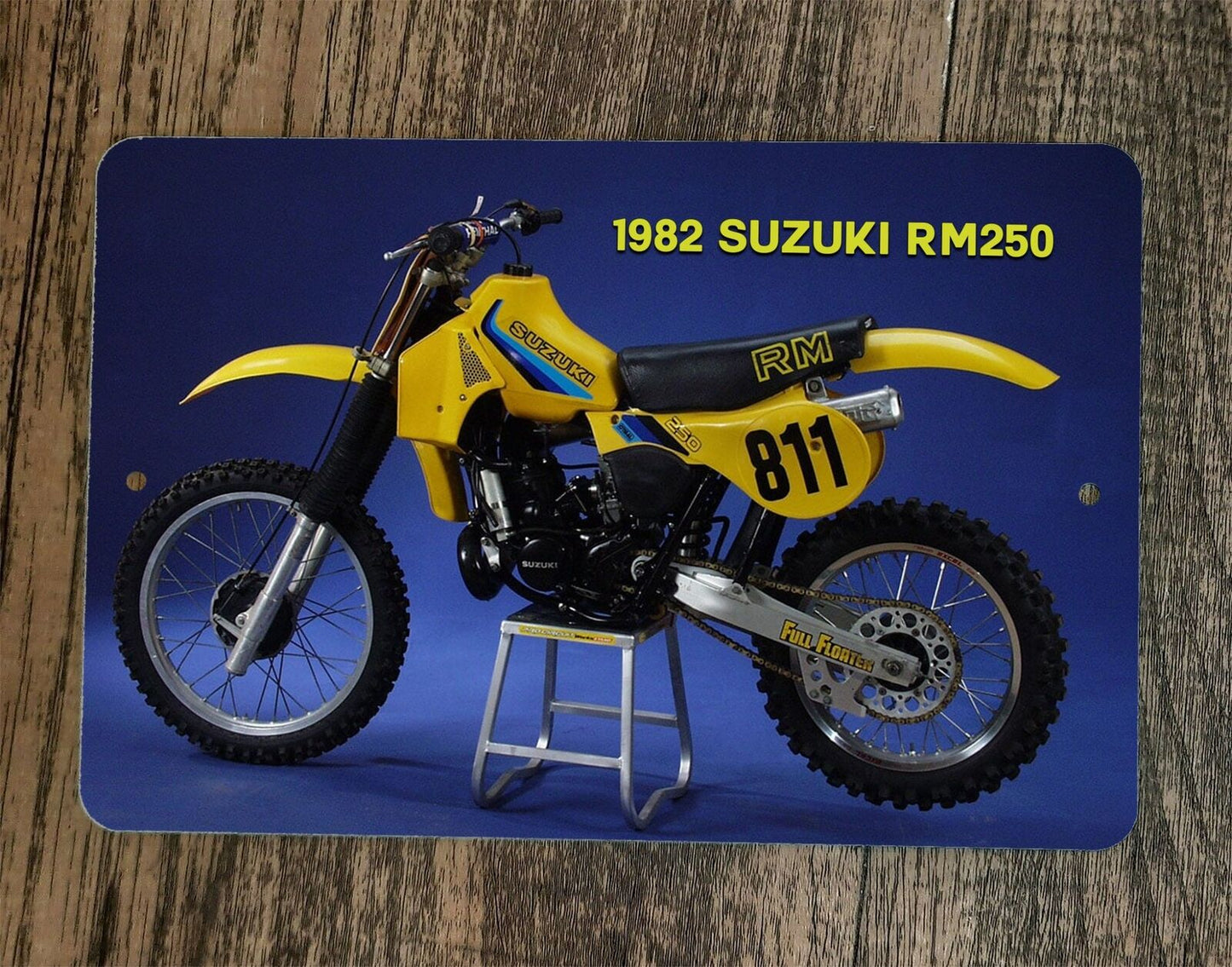 8x12 Metal Wall Sign 1982 Suzuki RM250 Dirt Bike Motorcycle Motocross Photo