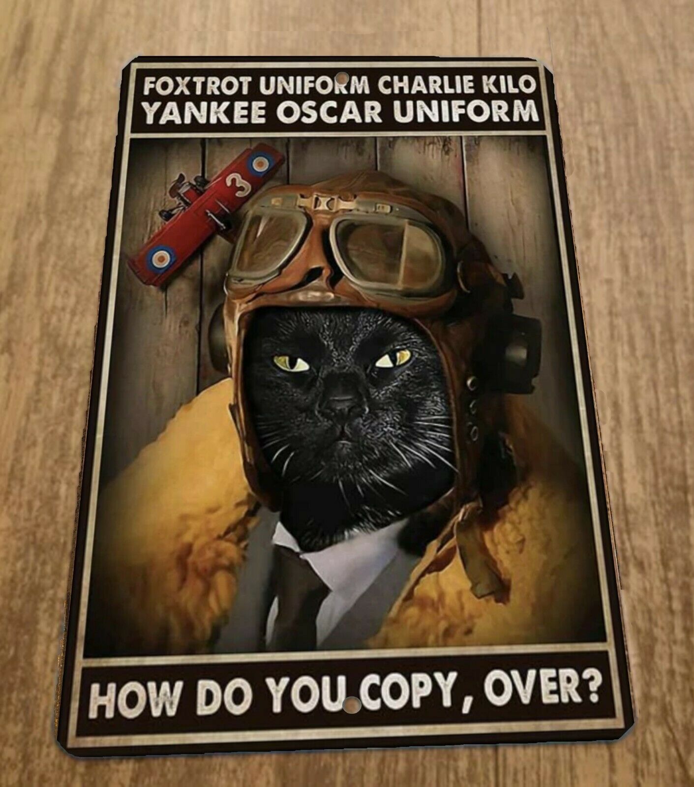 Foxtrot Uniform Charlie Kilo Yankee Oscar Uniform 8x12 Metal Wall Military Sign Cat Animals