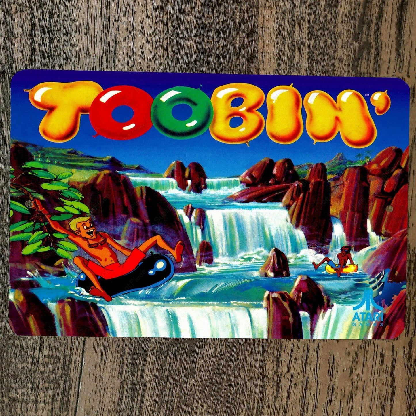 Toobin Arcade 8x12 Metal Wall Video Game Sign