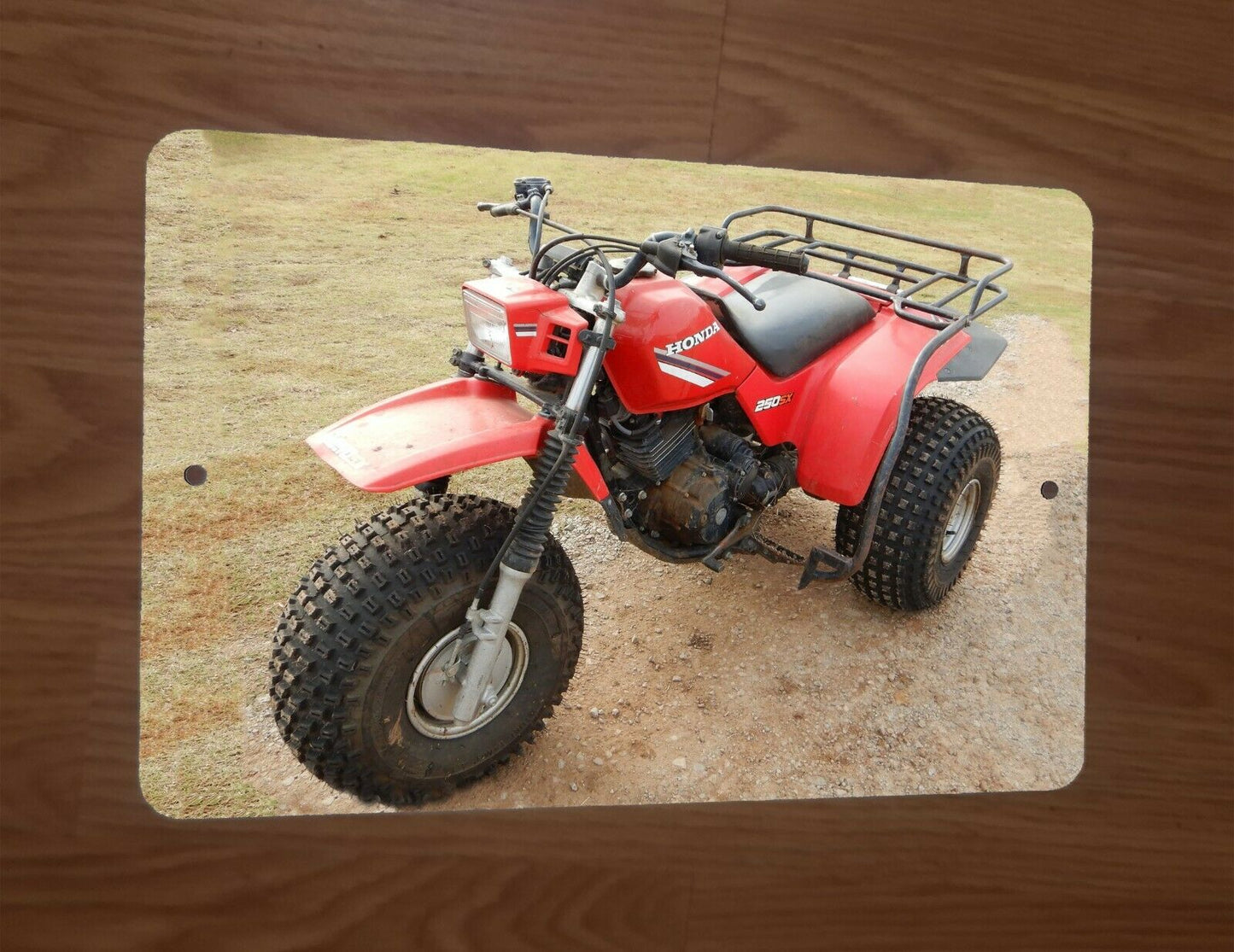 1985 RED Honda 250SX 3 Wheeler Bike Motorcycle ATV 8x12 Metal Wall Sign Garage Poster