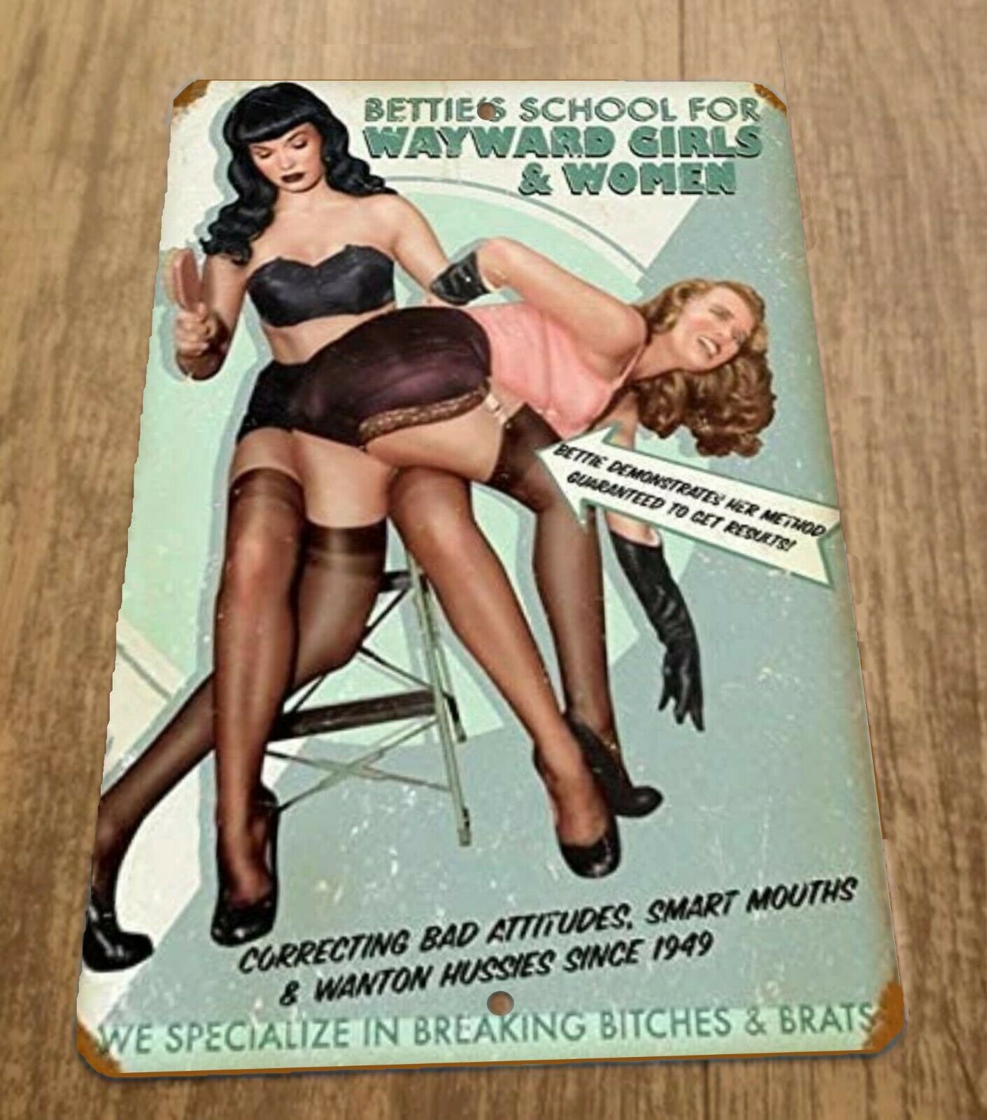 Betties School for Wayward Girls and Women 8x12 Metal Wall Sign Funny Misc Poster