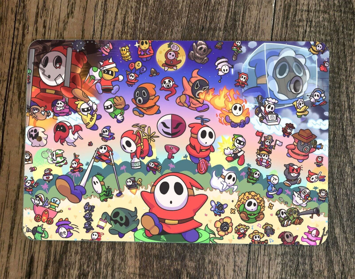 Shy Guys Scene Super Mario Bros 2 Art 8x12 Inch Metal Wall Sign Poster