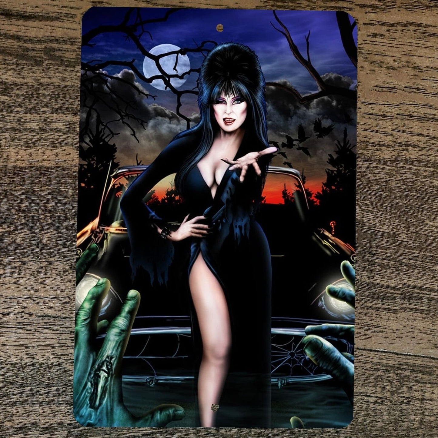 Kiss Blowing Elvira Mistress of the Dark 8x12 Metal Wall Sign Poster
