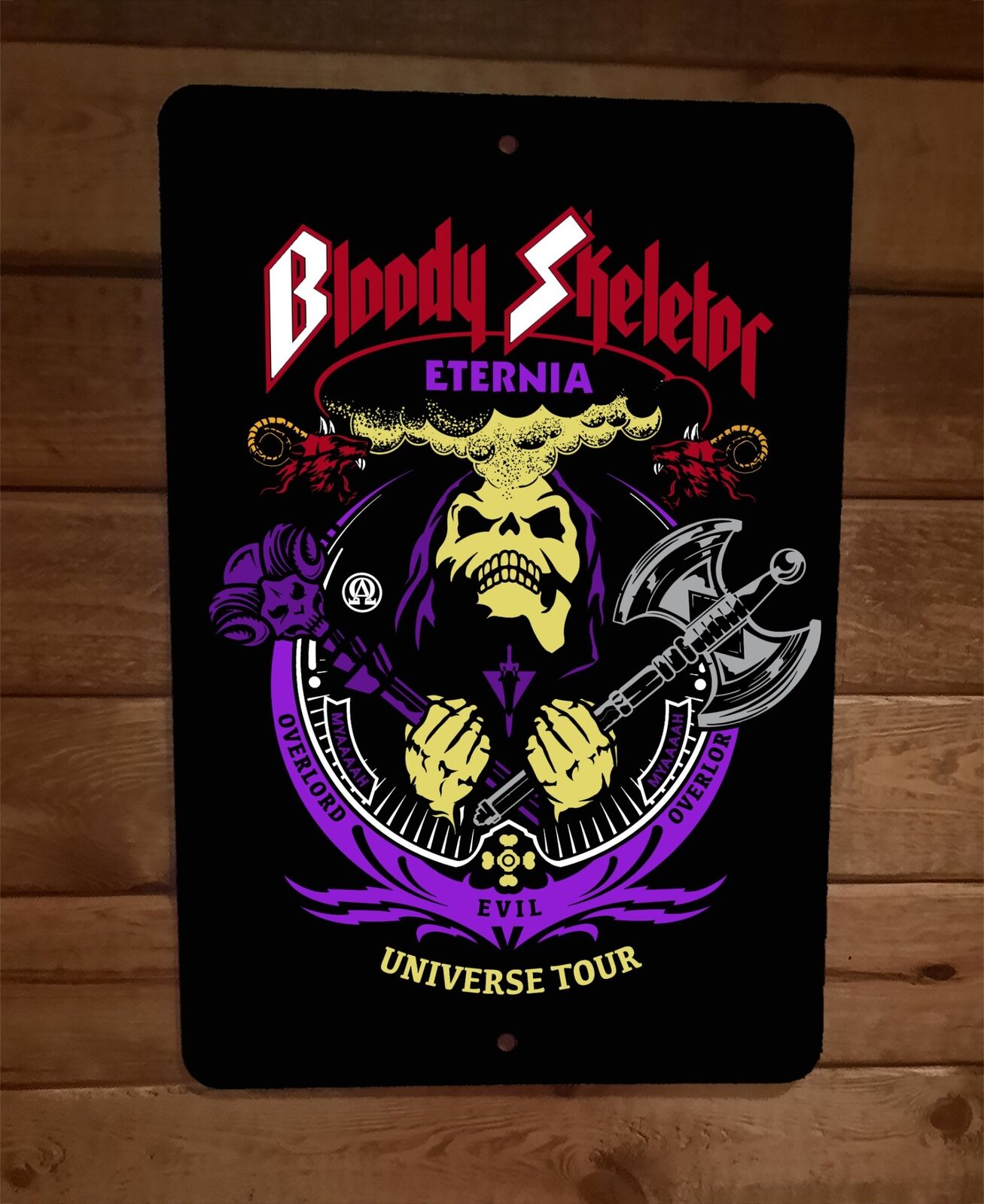 Bloody Skeletor Evil Overlord Universe Tour MOTU 8x12 Metal Wall Sign