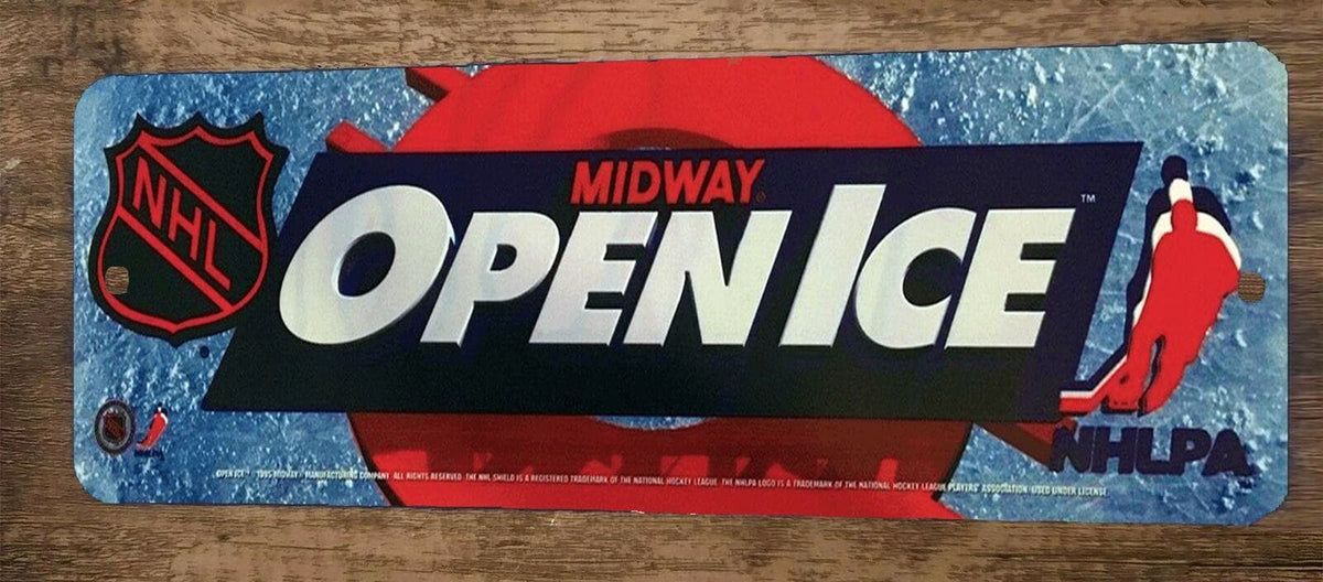 Open Ice Hockey NHL Arcade Video Game 4x12 Metal Wall Sign Marquee Banner Poster
