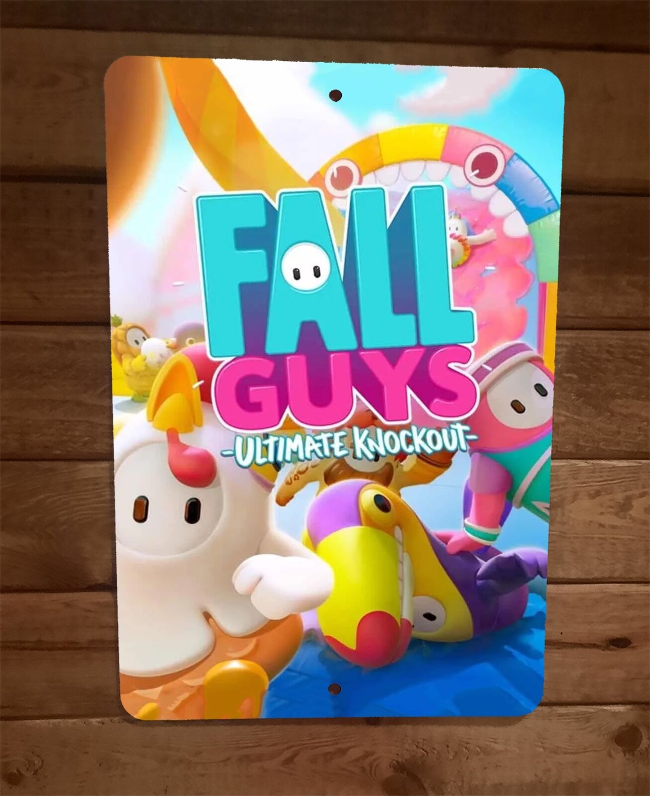 Fall Guys Ultimate Knockout Video Game Arcade 8x12 Metal Wall Sign