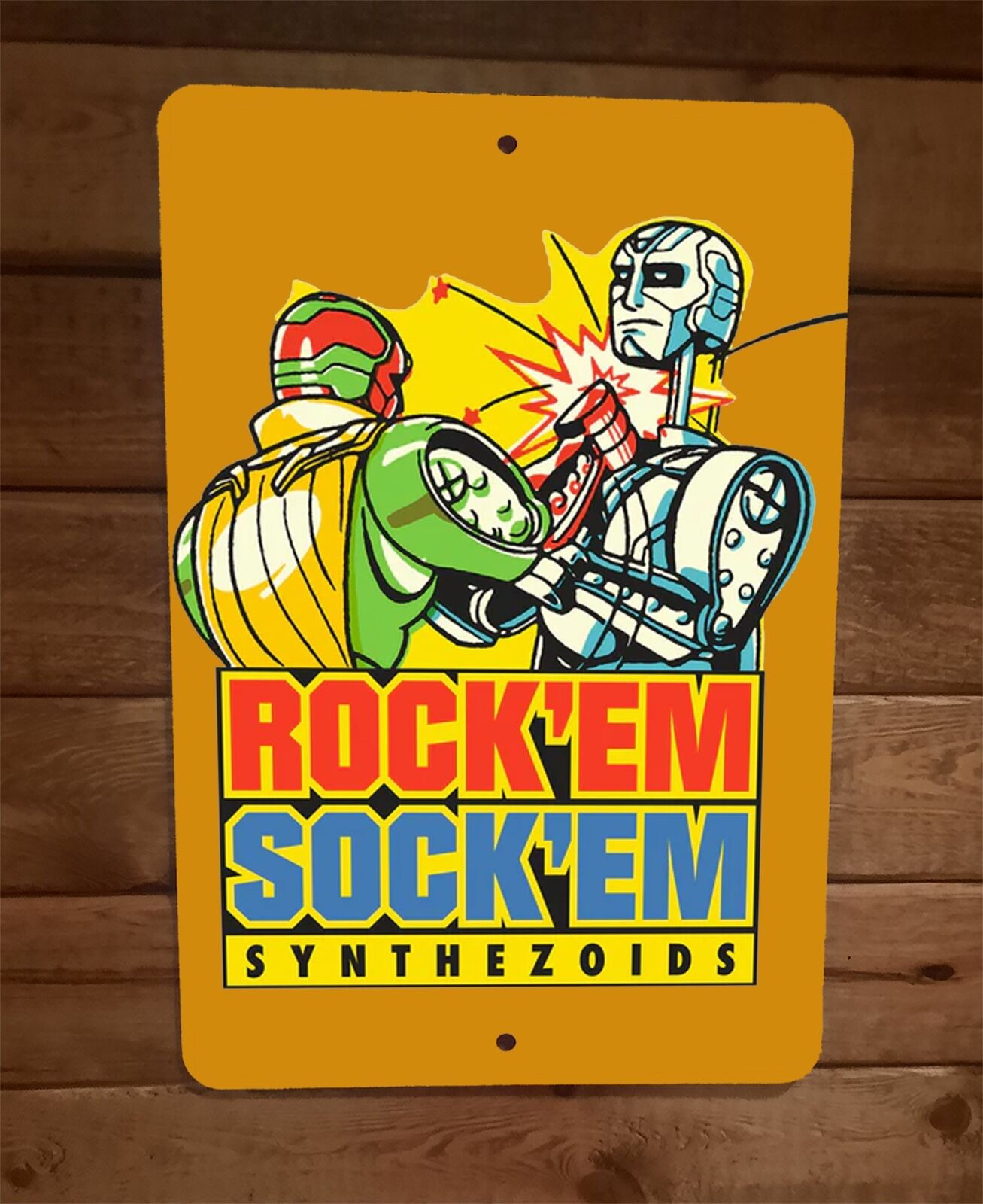 Rock Em Sock Em Synthezoids 8x12 Metal Wall Sign