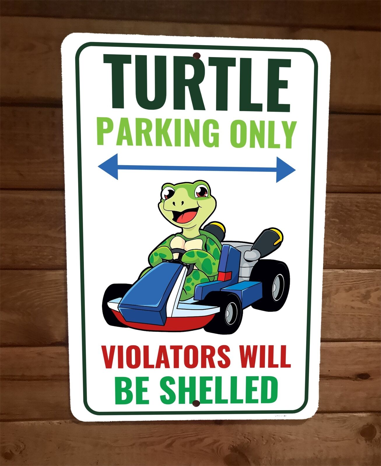Turtle Parking Only Violators Shelled 8x12 Metal Wall Animal Sign