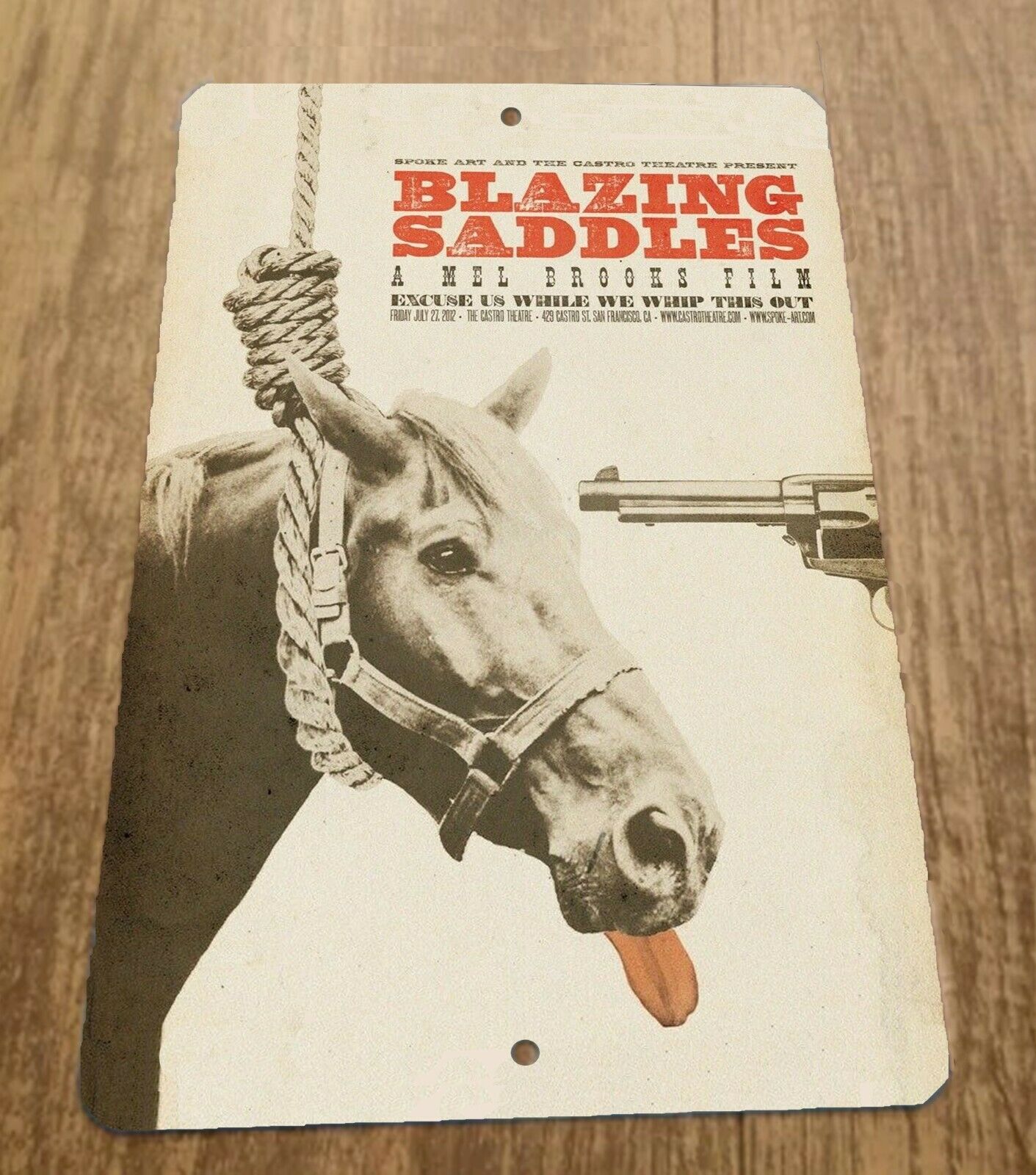 Blazing Saddles Horse Gun 8x12 Metal Wall Sign Comedy Movie Poster