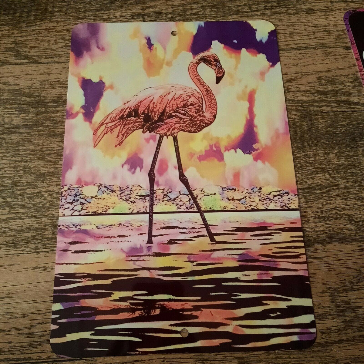 Flamingo in Water Misc Poster Style 8x12 Metal Wall Sign Animals Birds