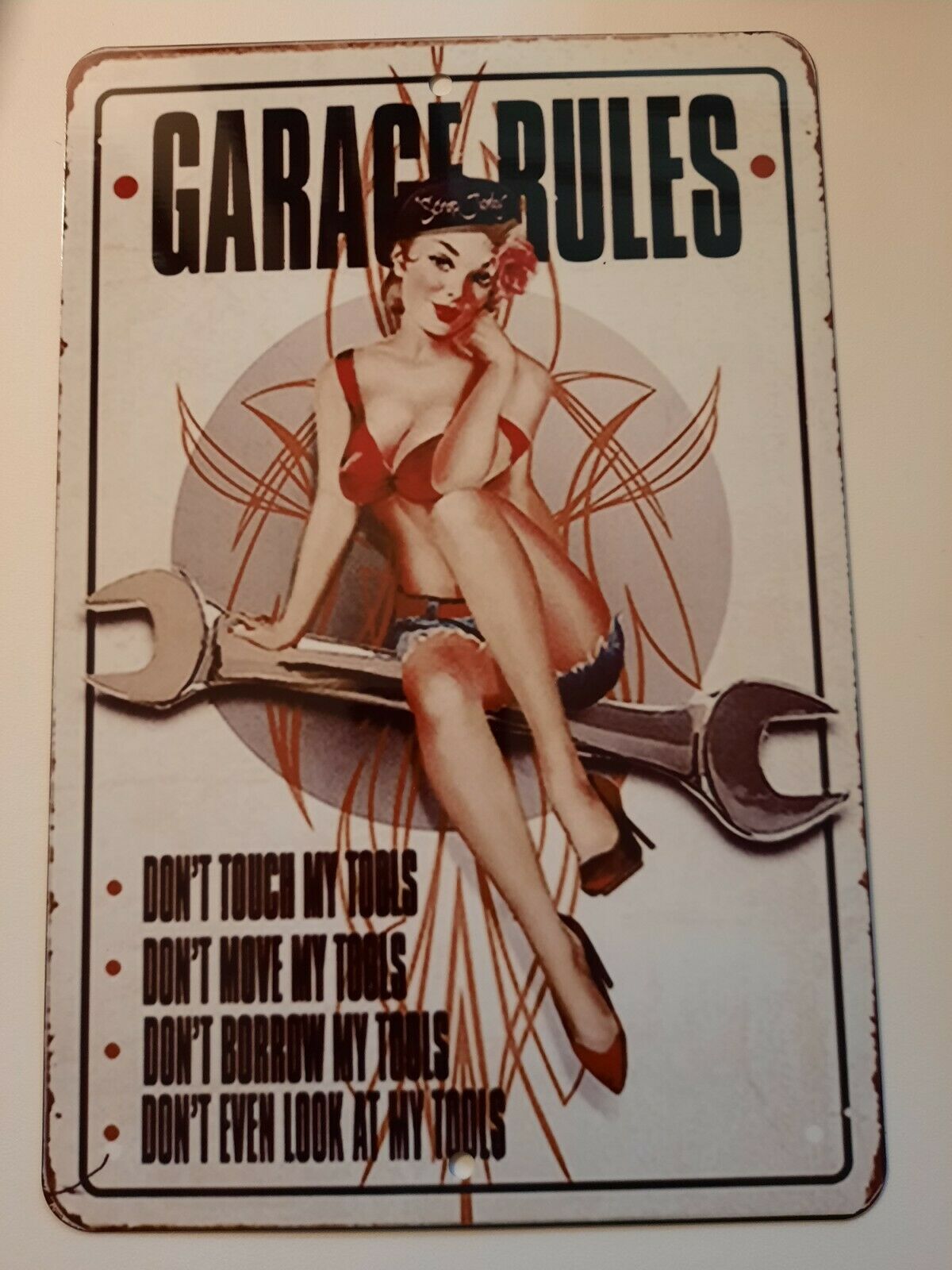 Garage Rules Dont Touch Move Borrow or Even Look At 8x12 Metal Wall Sign Garage Poster