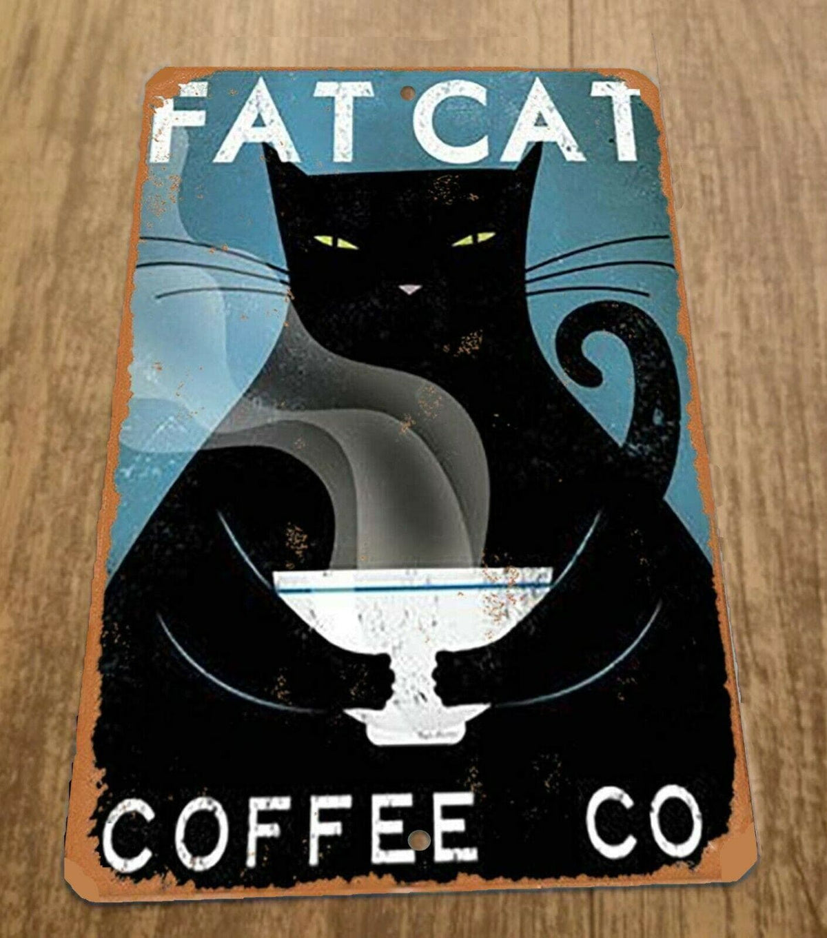 Fat Cat Coffee Company 8x12 Metal Wall Sign Animals