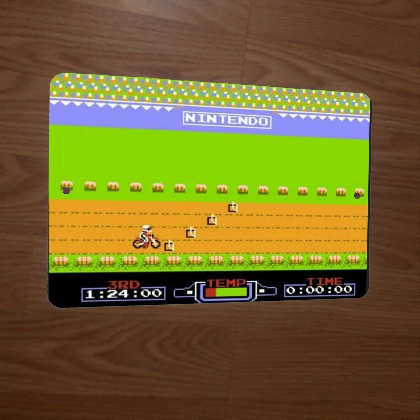Excitebike Classic NES Game Screenshot 8x12 Metal Wall Sign Video Game Arcade