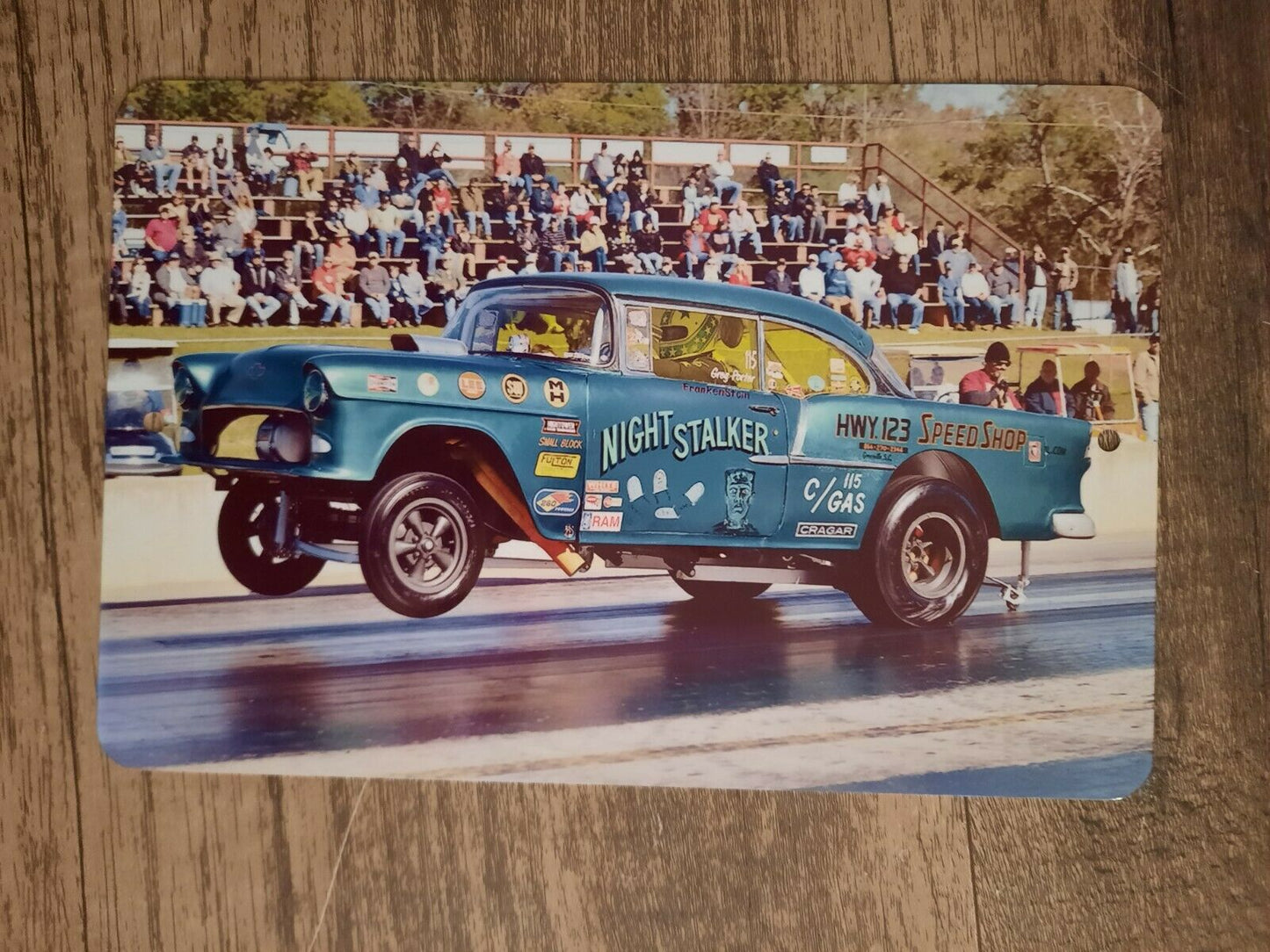 55 Chevy Bel Air Gasser Hot Rod Night Stalker 8x12 Metal Wall Car Sign Garage Poster