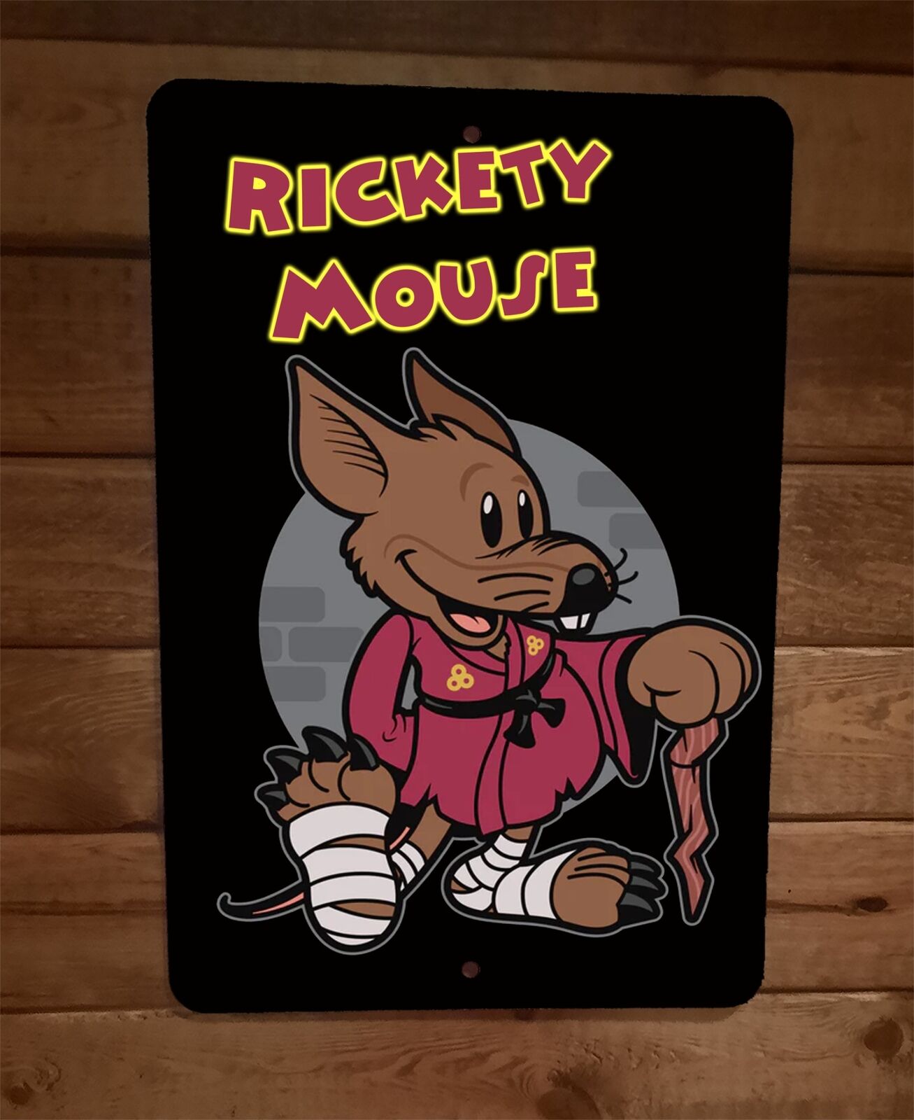 Rickety Mickey Mouse Splinter TMNT Rat Art 8x12 Metal Wall Sign