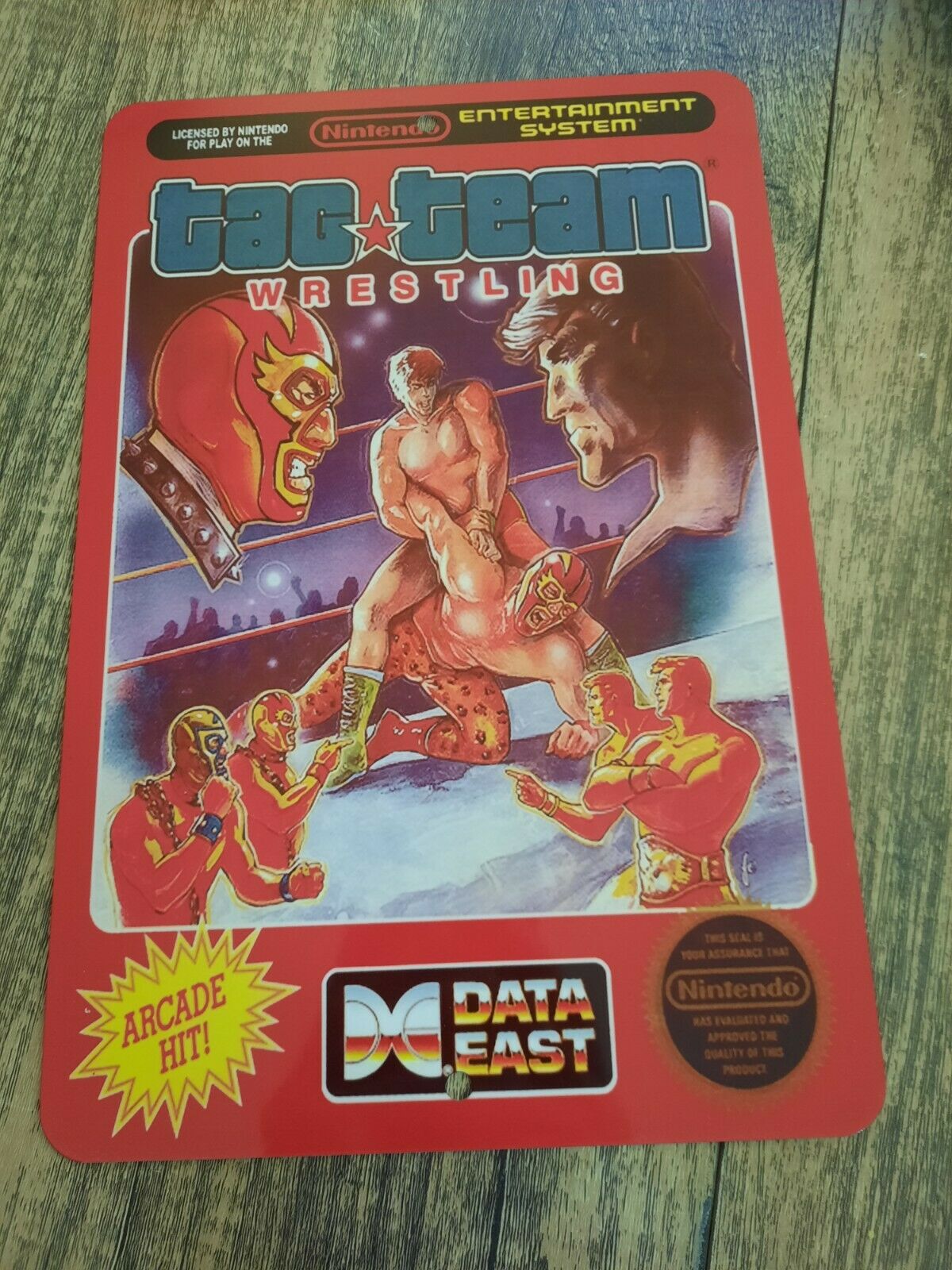 Tag Team Wrestling Box Cover 8x12 Metal Wall Sign Nintendo Fighting Arcade Video Game