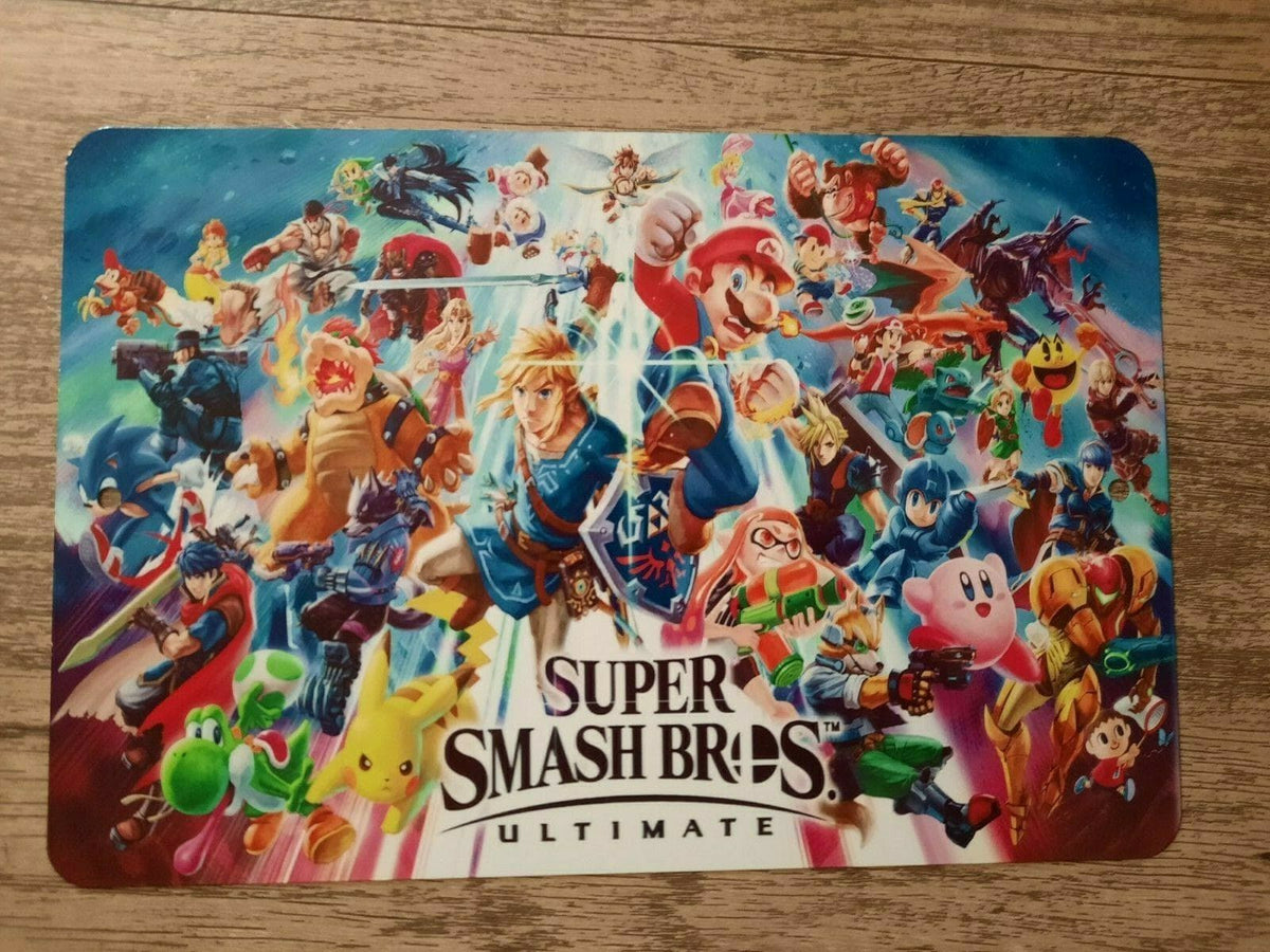 Super Smash Brothers Ultimate 8x12 Inch Metal Wall Sign for Video Game Fans and Collectors