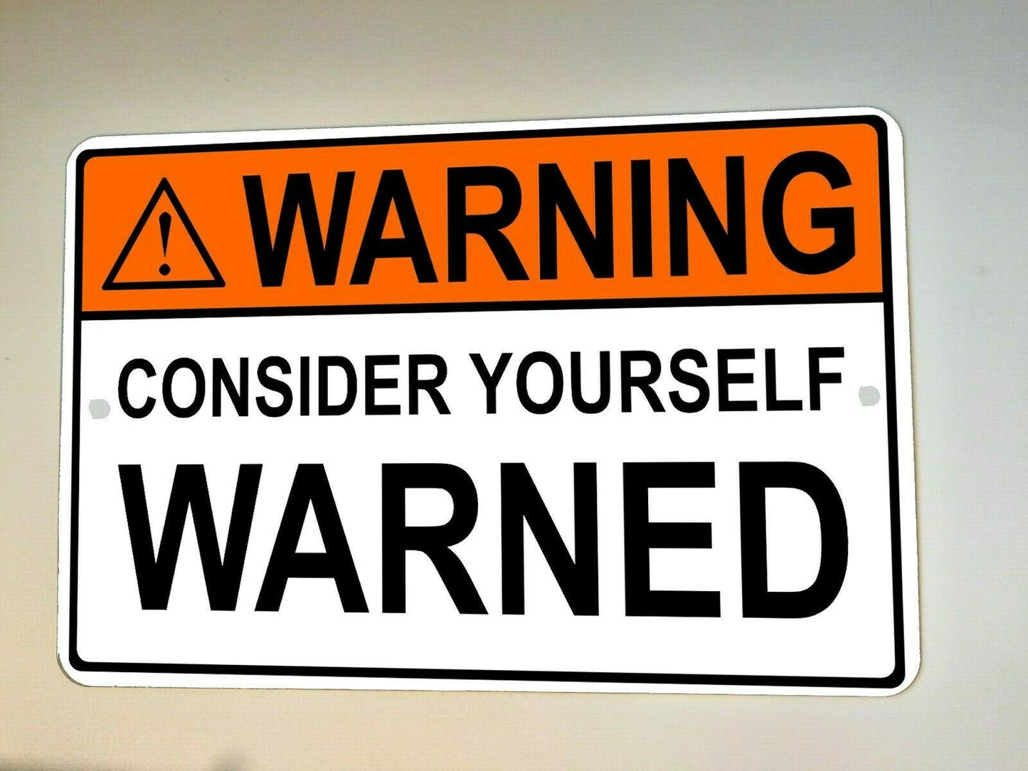 WARNING Consider Yourself Warned 8x12 Metal Wall Sign