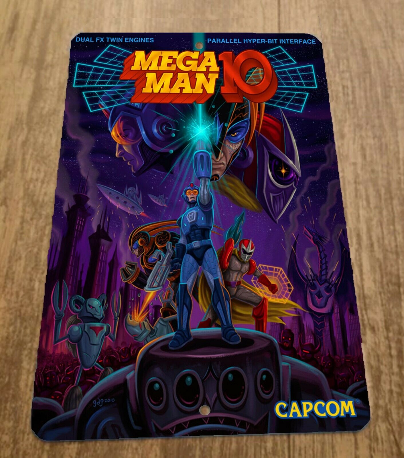 Mega Man 10 Video Game Box Art 8x12 Metal Wall Sign Retro 80s Arcade