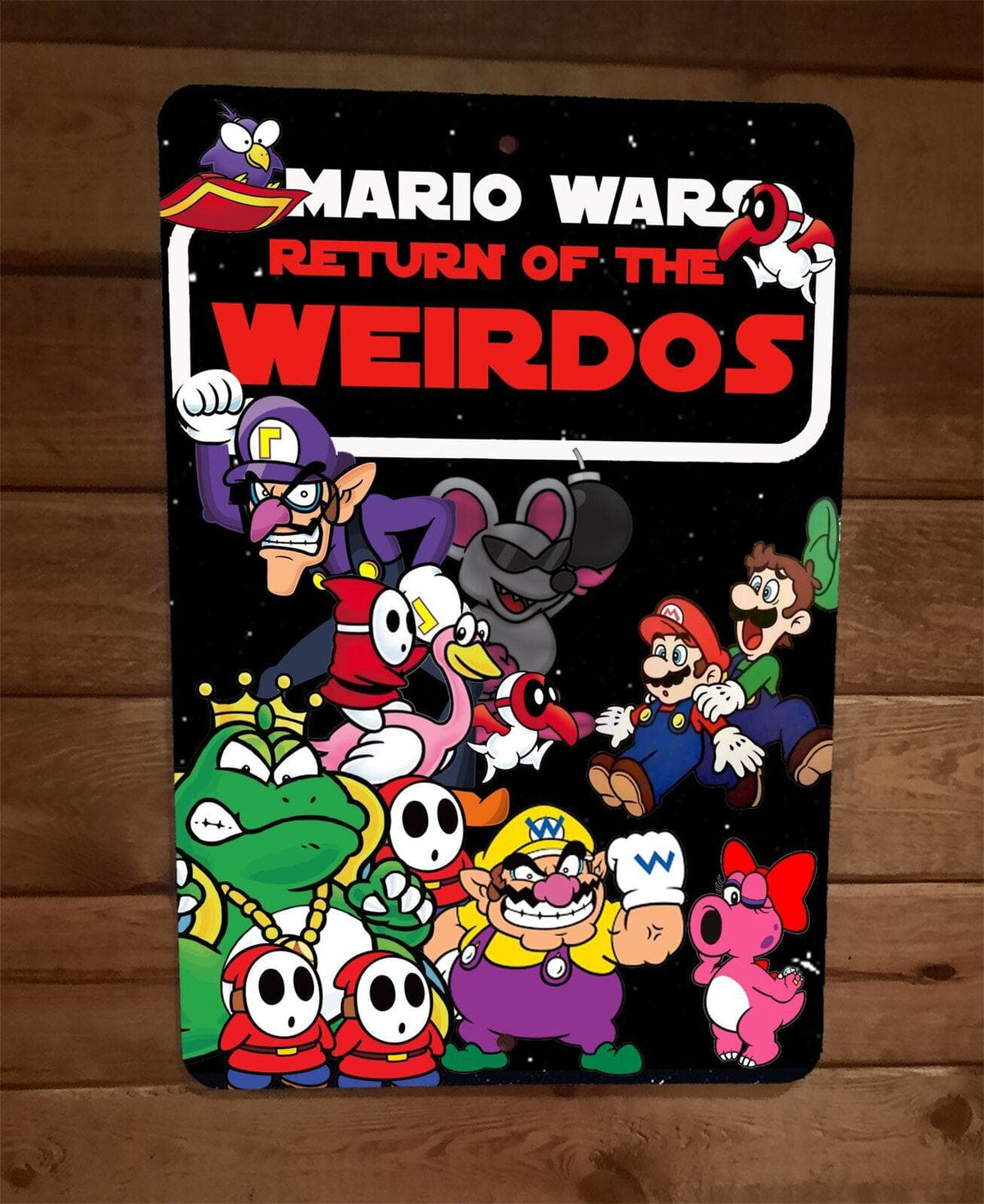 Mario Star Wars Episode VI Return of the Weirdos 8x12 Inch Metal Arcade Wall Sign