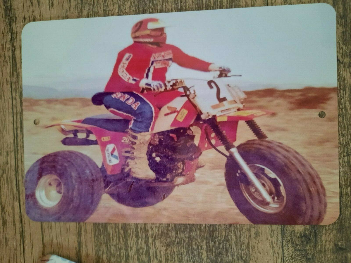 Honda 3 Wheeler #2 Bike Racer 8x12 Metal Wall Sign Garage Poster
