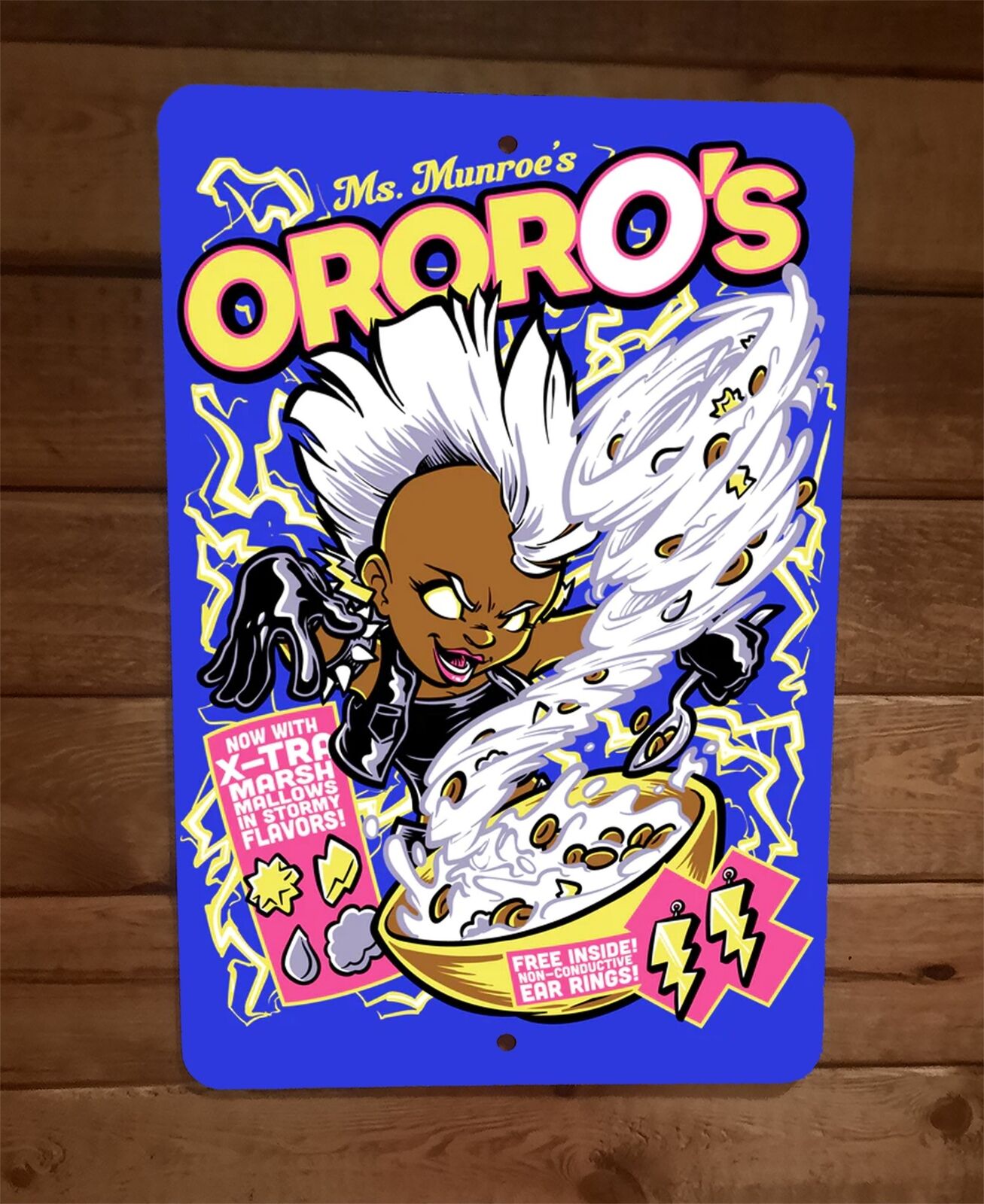 Ms Monroes Ororos Cereal Storm Marvel Comics Parody 8x12 Metal Wall Sign