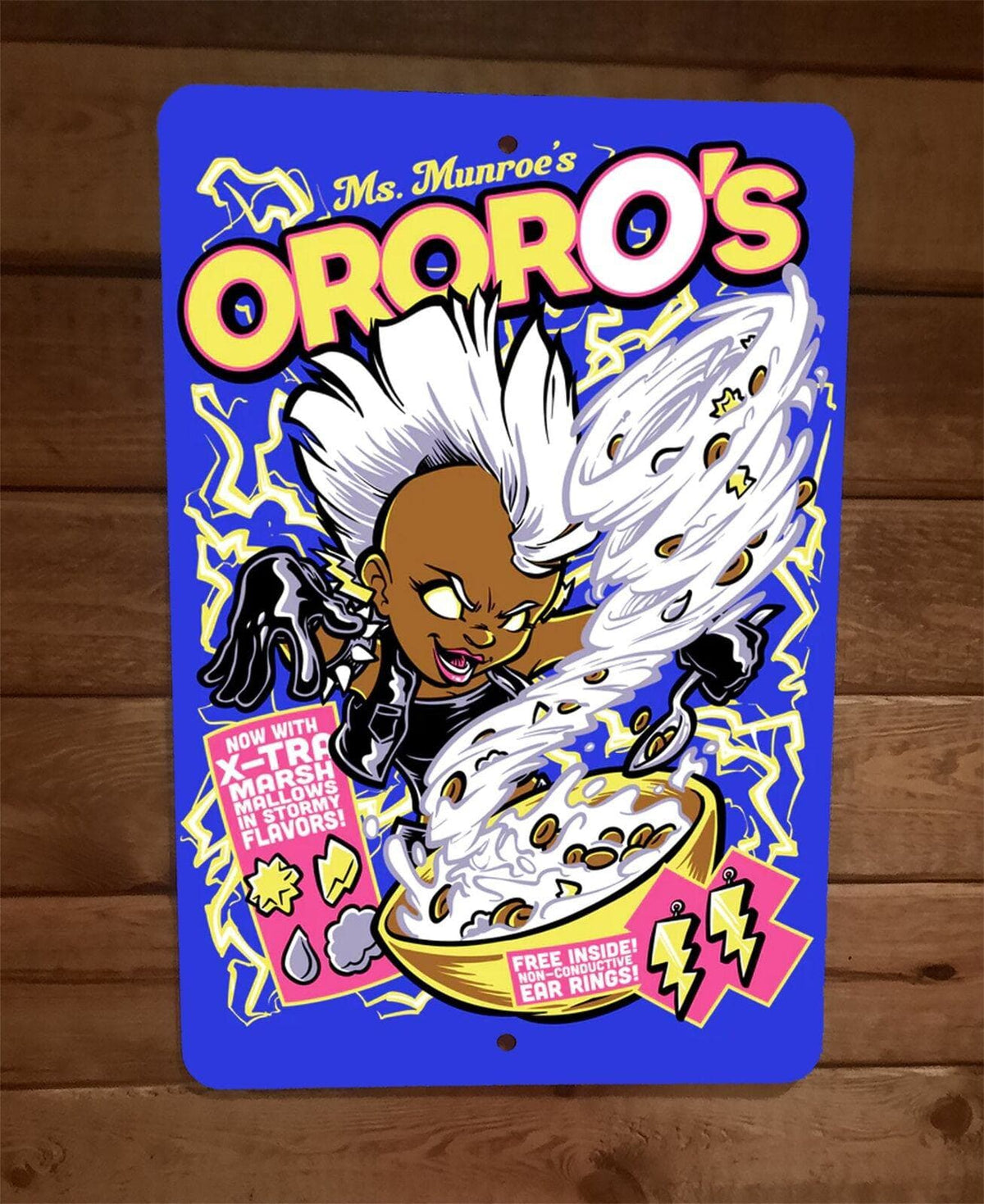 Ms Monroes Ororos Cereal Storm Marvel Comics Parody 8x12 Metal Wall Sign
