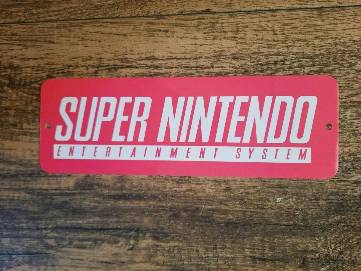Red Super Nintendo Arcade Marquee Banner 4x12 Metal Wall Sign