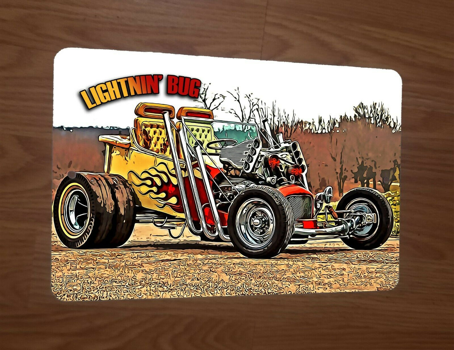 Lightnin Bug Hot Rod Kookies Car 1922 Ford T-Bucket Artwork 8x12 Metal Wall Car Sign Garage Poster