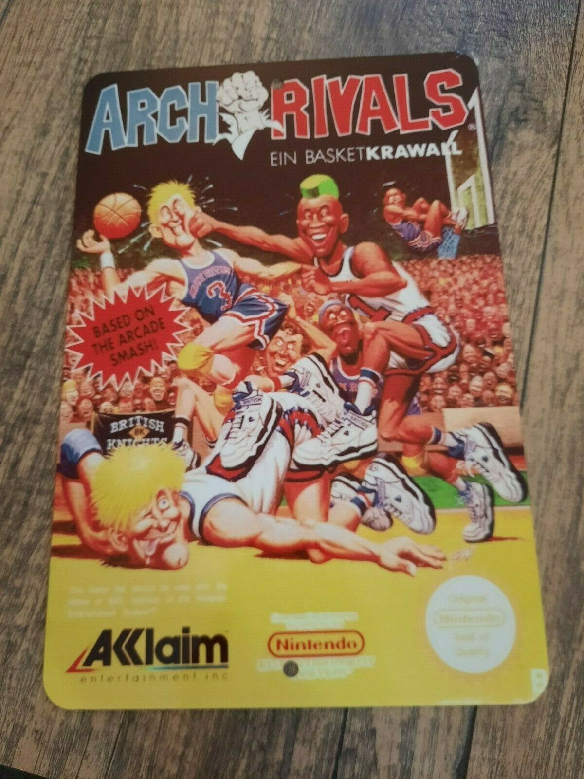 Arch Rivals Game Box Cover 8x12 Inch Metal Wall Sign Nintendo Basketball Arcade Sports