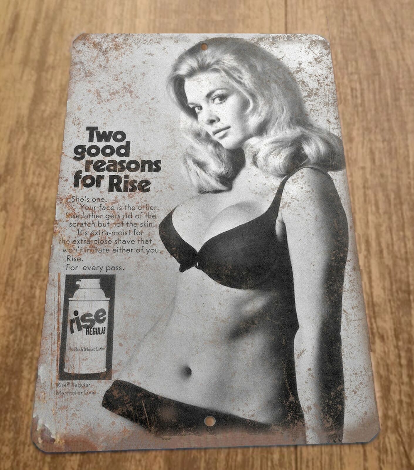Rise Shaving Cream Vintage Ad Pinup Girl 8x12 Metal Wall Sign