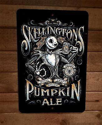Jack Skelingtons Pumpkin Ale 8x12 Metal Wall Bar Sign Poster